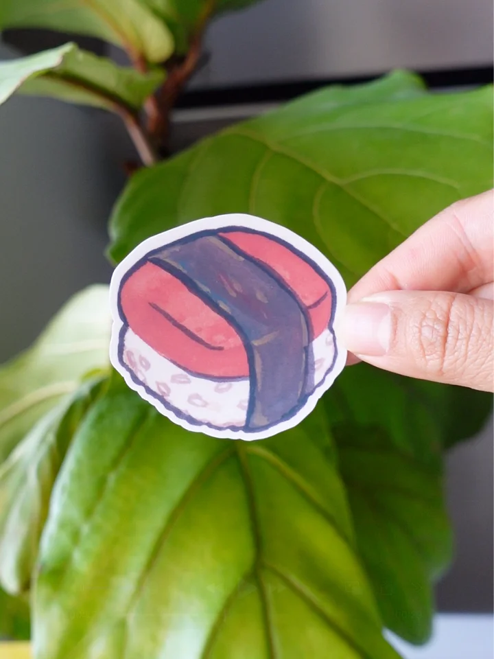 Spam Musubi gouache Waterproof Vinyl sticker product image (1)