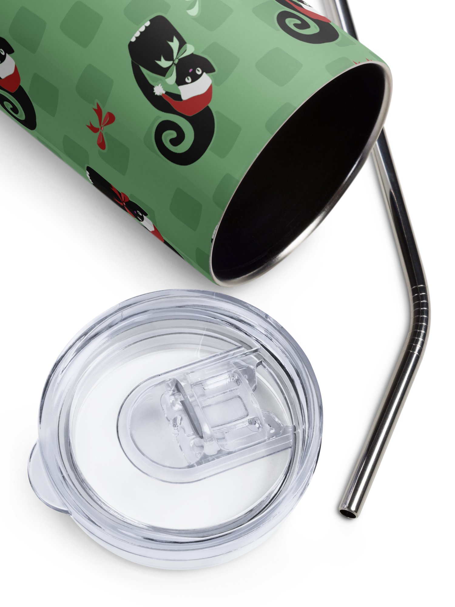 Christmas Kitties in a Row 20 oz Stainless Steel Tumbler – Green product image (4)