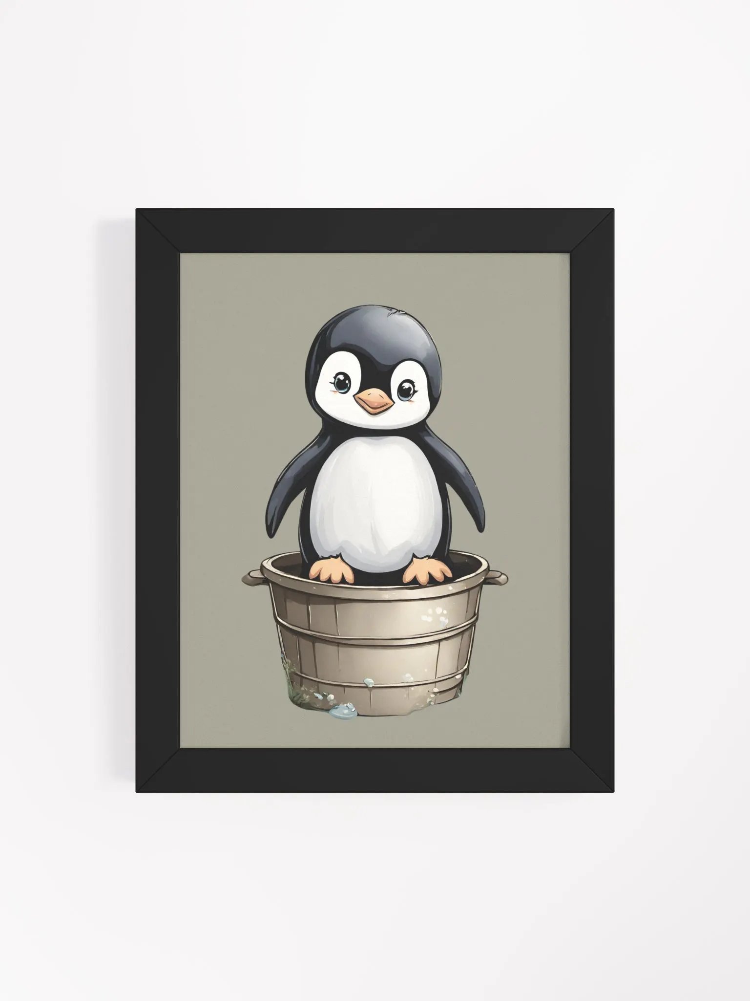 Cheerful Penguin Bucket Framed Poster product image (44)