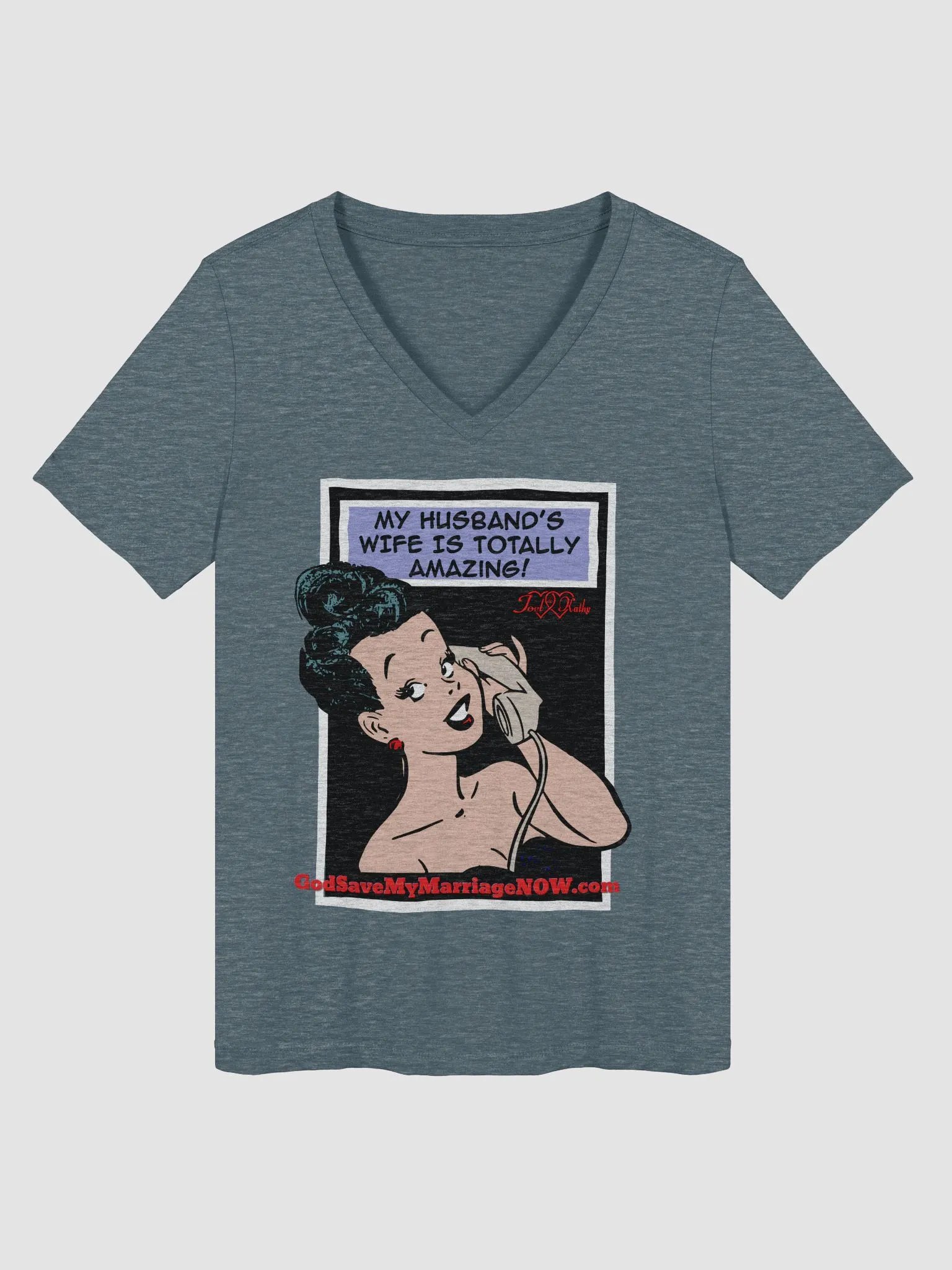 My Husband's Wife is Totally Amazing & A Happy Wife is a Happy Life V-Neck Tee product image (4)