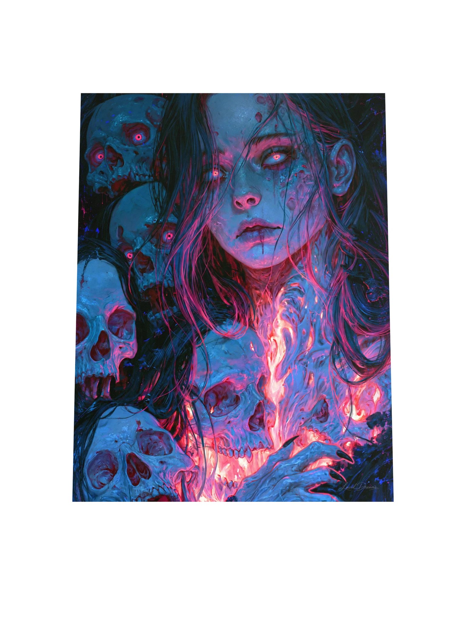Gothic Woman & Skulls Art Print — Where the Dead Still Dream product image (4)