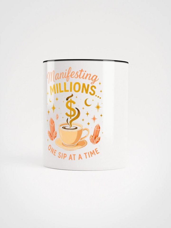 "Manifest & Sip" Ceramic Mug with Color Inside | Manifesting Millions Daily product image (1)