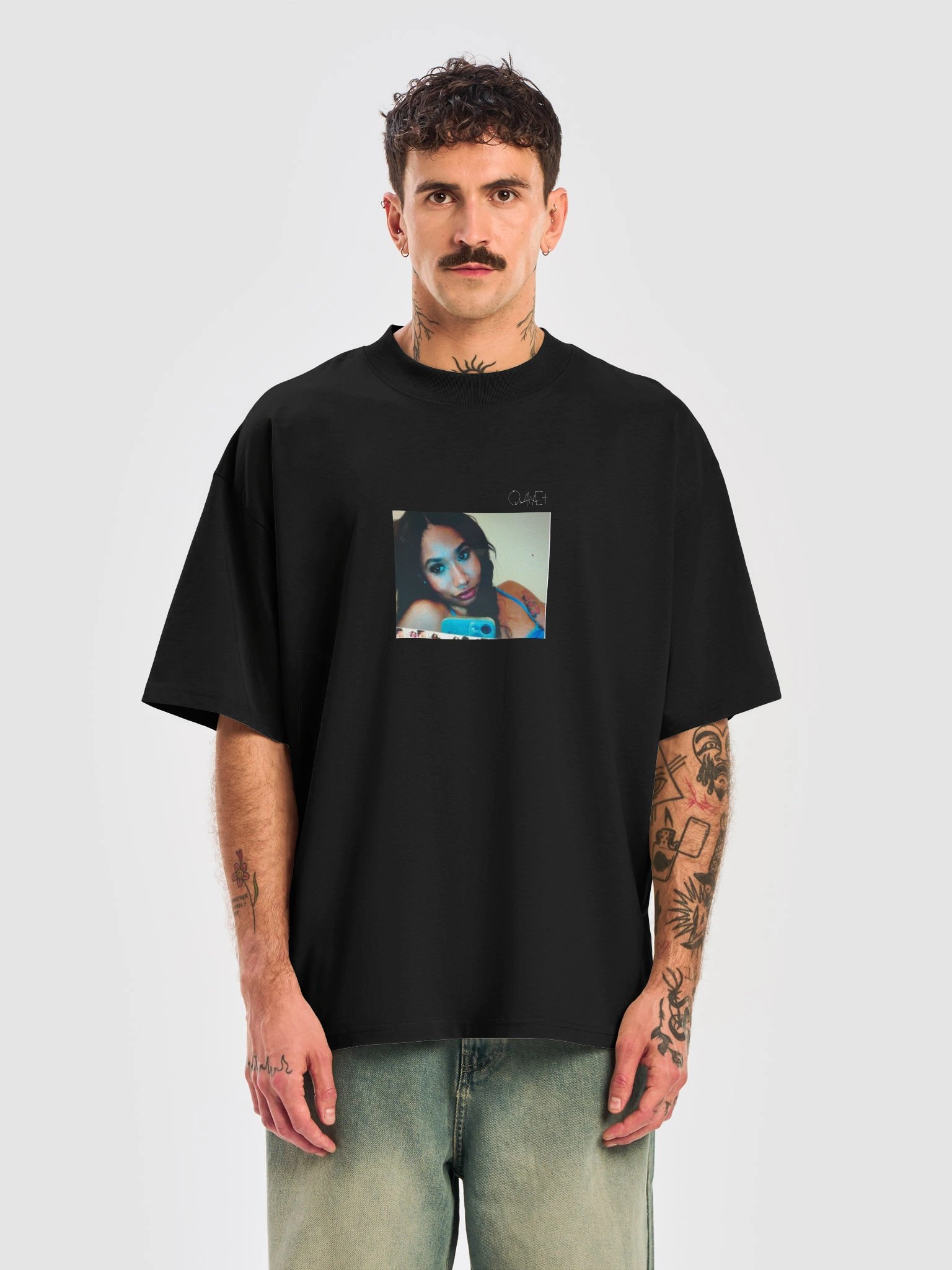 QWHYET BADDIE Oversized Tee (WHITE LOGO) product image (10)