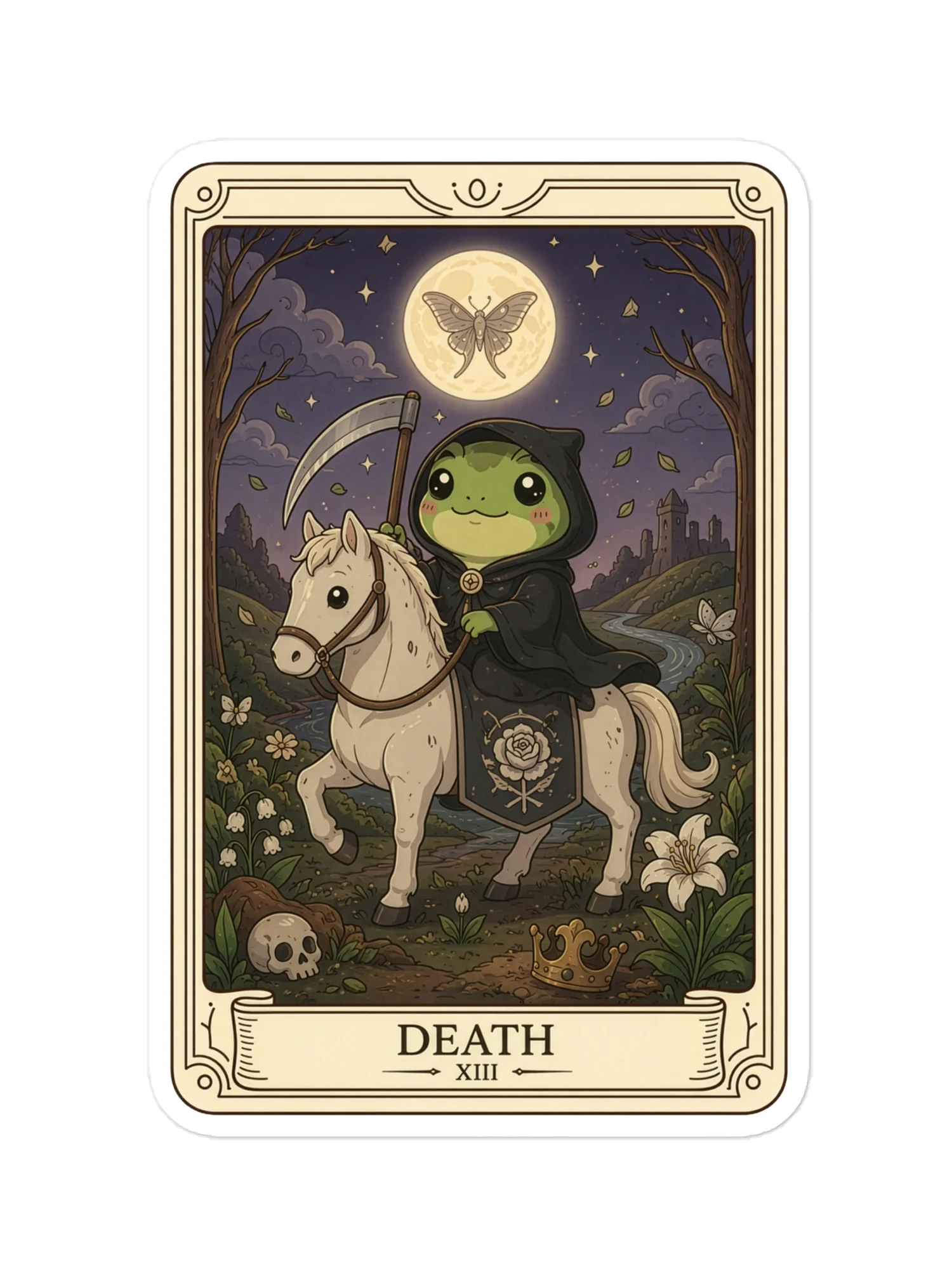 Premium Frog Tarot Card Cutout-style Sticker | Features Iconic "Death" Artwork from the Tarotoads! Collection by Everbright Studio product image (1)