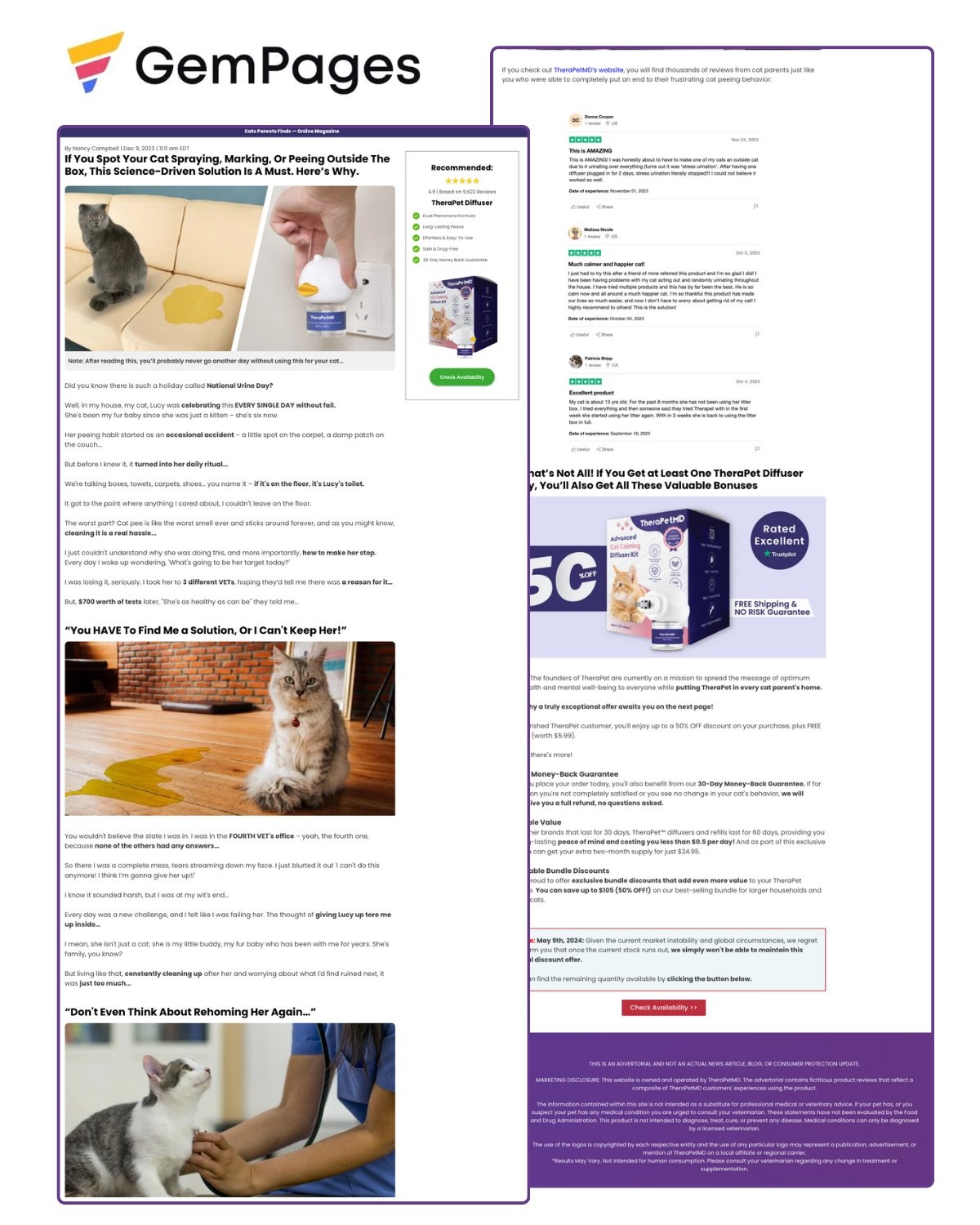 TheraPet Diffuser Advertorial Page | Gempages Template product image (1)