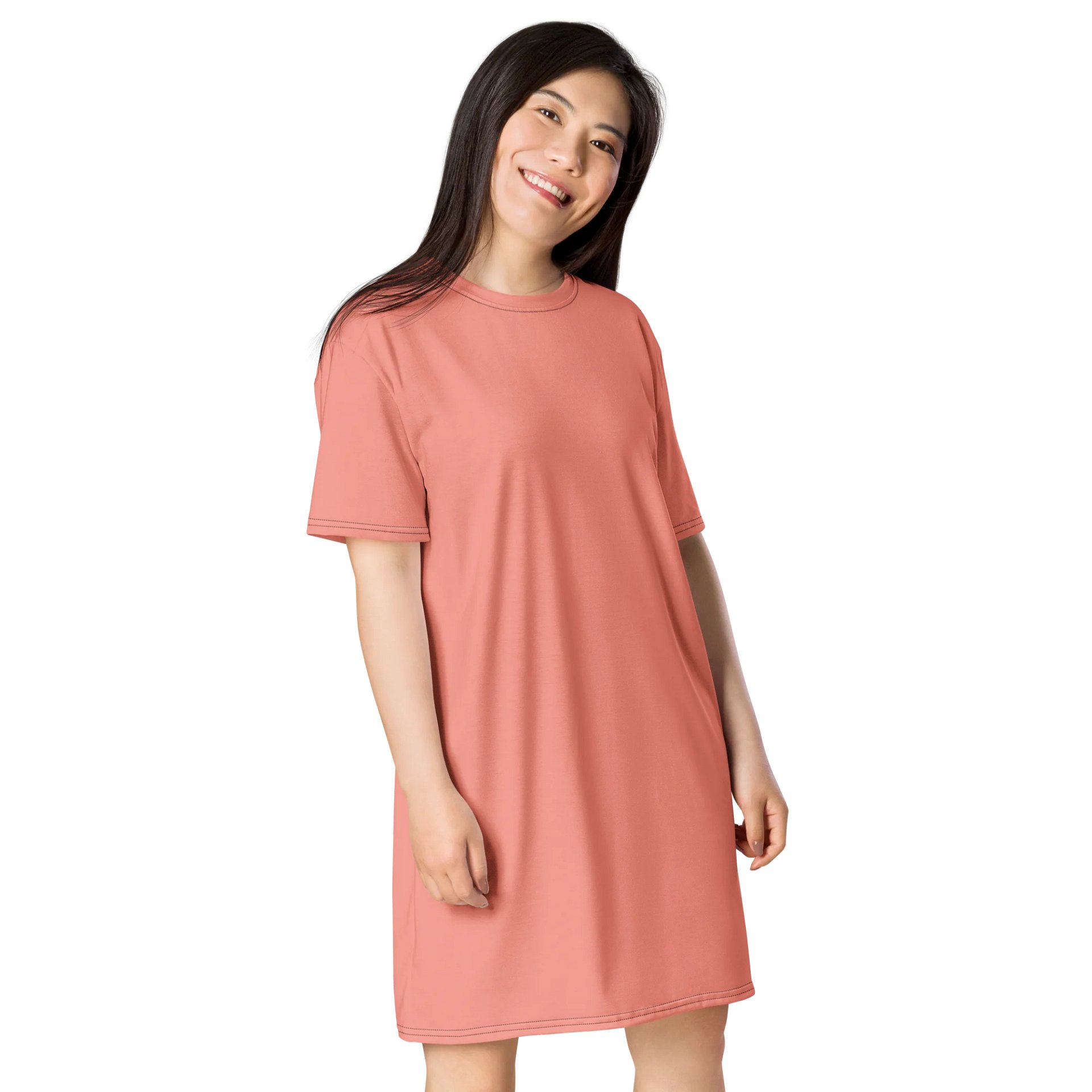 Mona Lisa Pink Oversized T-Shirt Dress | Stretchy Fabric | Casual or Formal Style | Sizes 2XS-6XL | Exclusive Design product image (4)