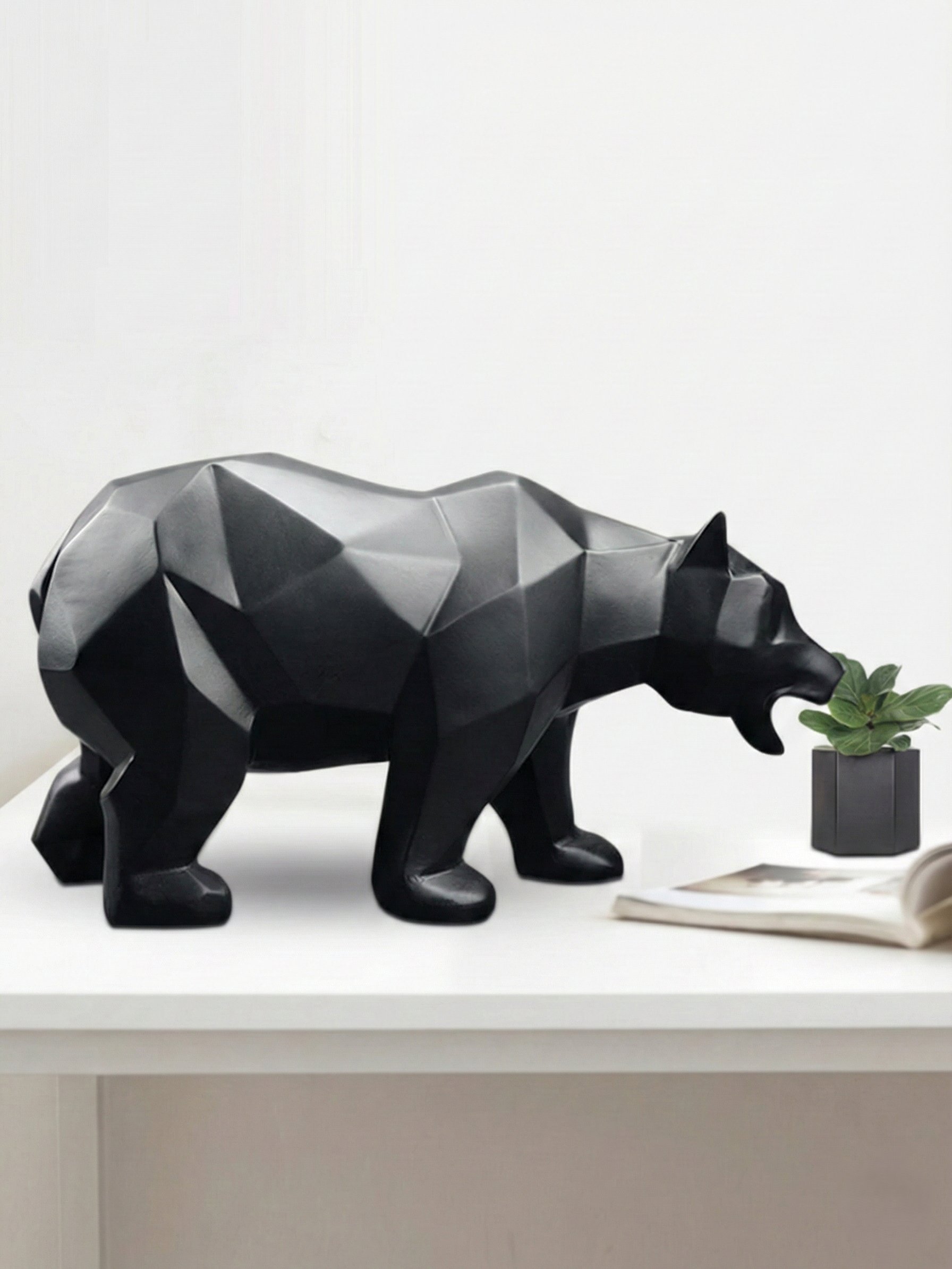 Geometric Bear Sculpture — Modern Nordic Resin Decor product image (5)