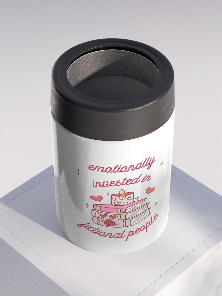 emotionally invested in fictional people starry books koozie product image (2)