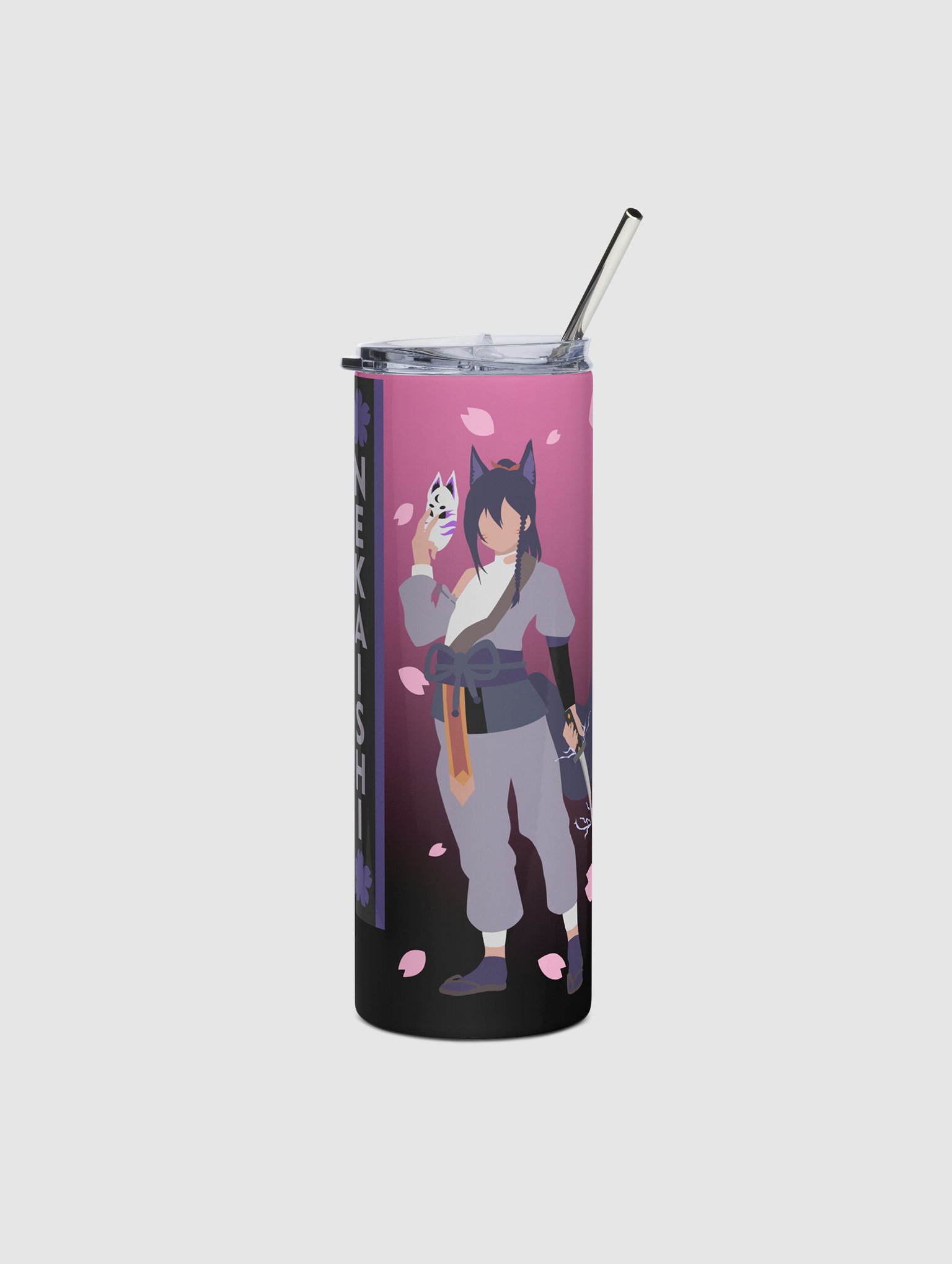Stainless steel tumbler | Dark Mode | Pink Fade product image (1)
