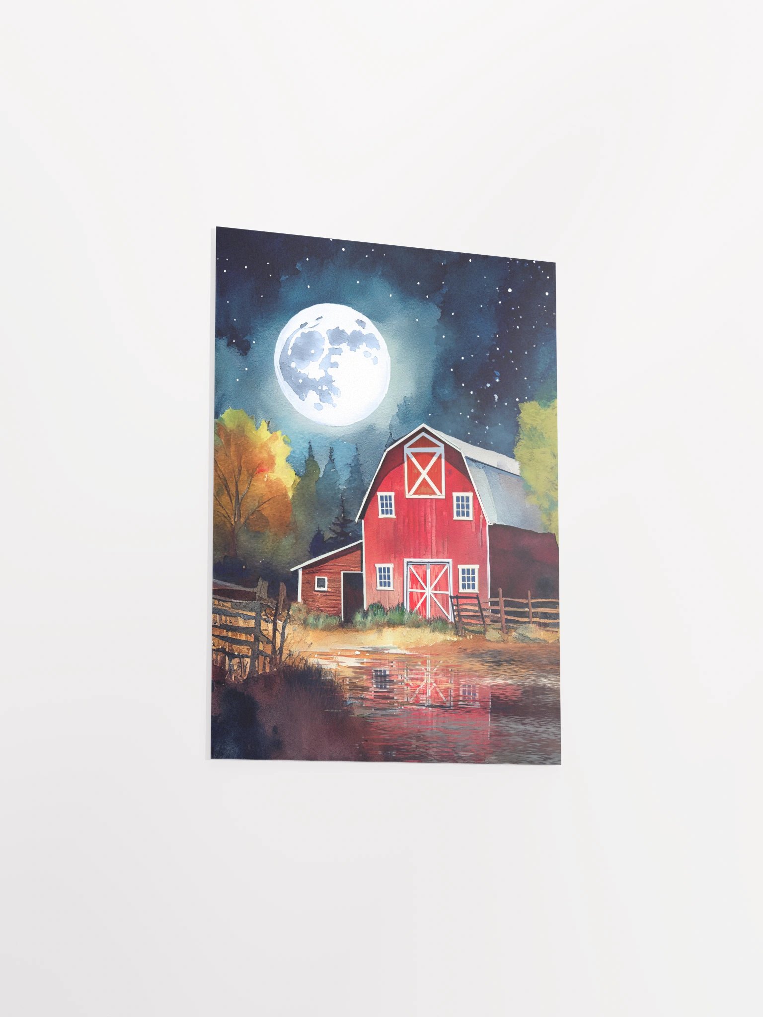 Old Red Barn under Full Moon Studio Art Print product image (19)