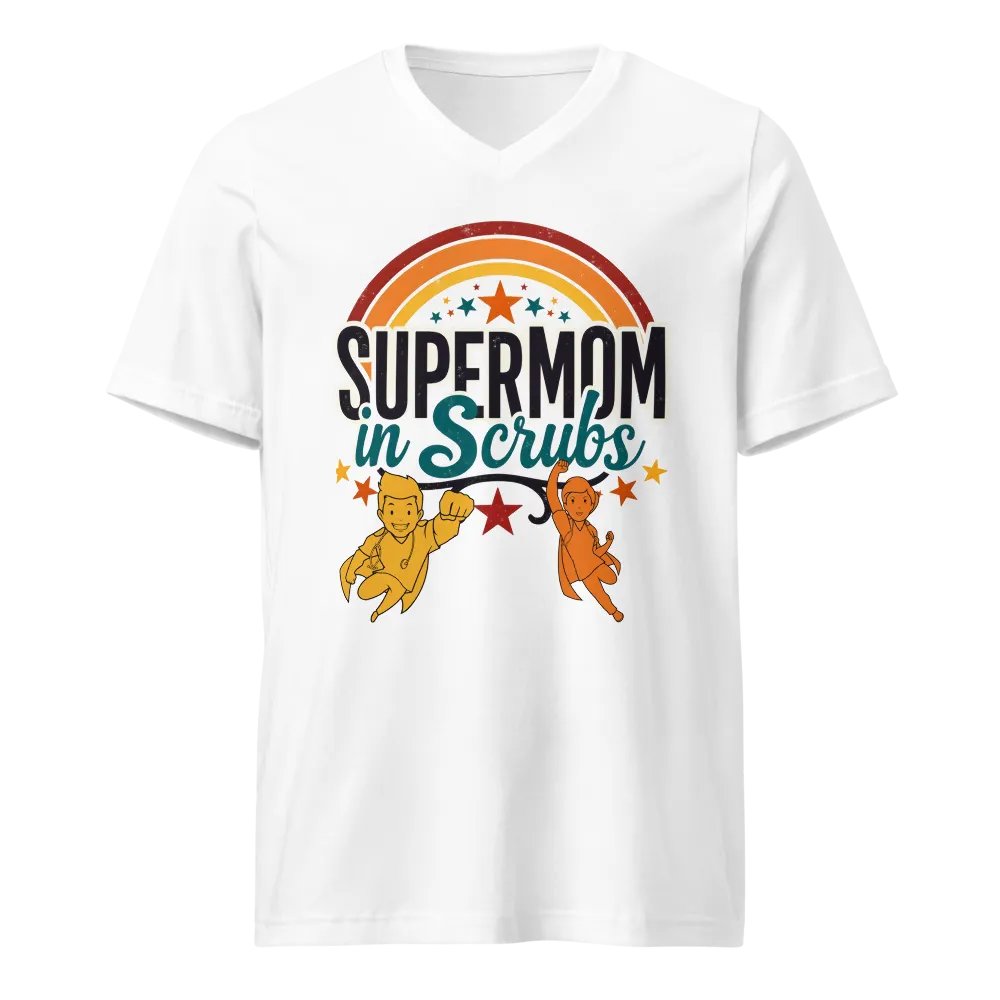 Supermom in Scrubs Rainbow V-Neck Tee product image (1)
