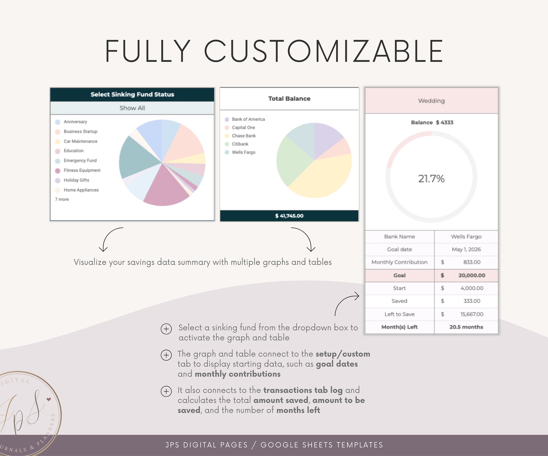 Sinking Funds Tracker Spreadsheet, Google Sheets Savings Tracker, product image (6)