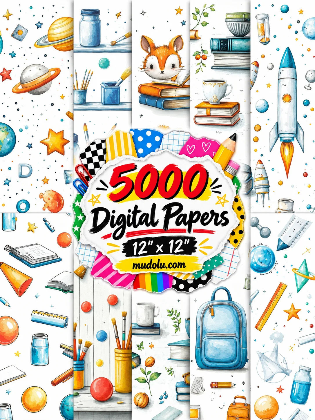 5000 School Digital Papers, Back to Classroom Scrapbook Mega Bundle product image (5)