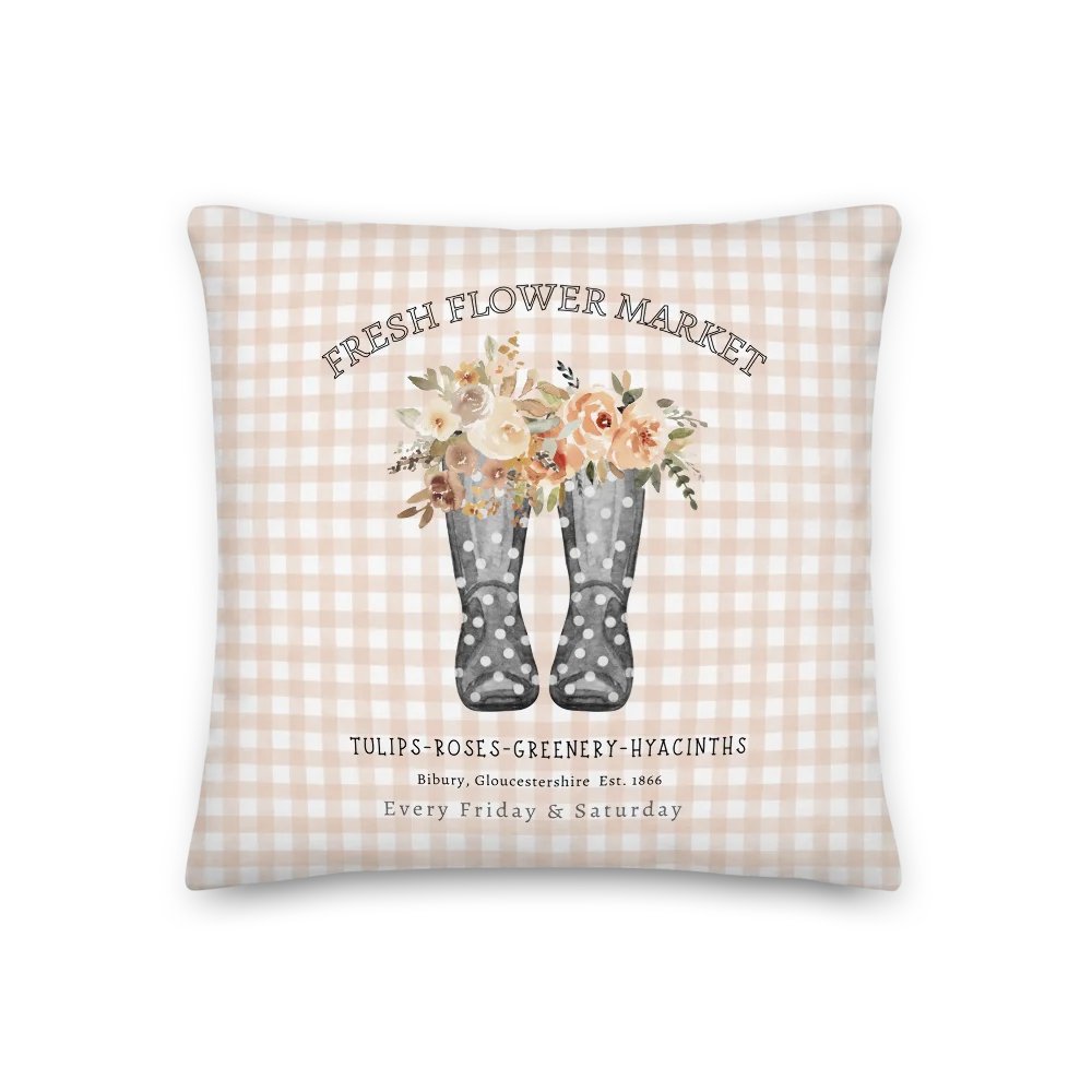 MY LITTLE COTTAGE 2 WELLIES AND FLOWERS GINGHAM PEACH product image (1)