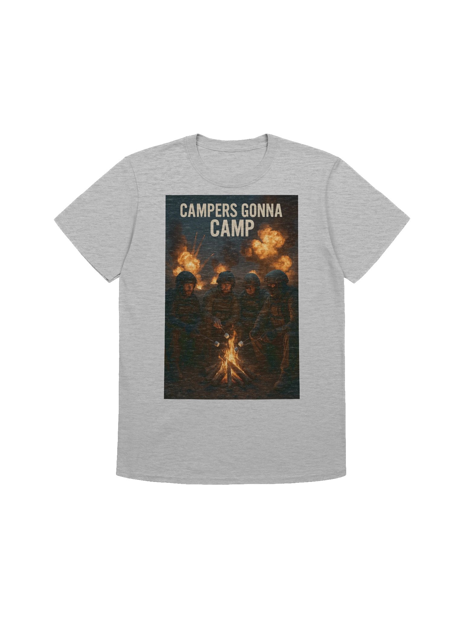 Campers Gonna Camp – Realistic COD Operator Camping T-Shirt | Funny Gamer Military Campfire Tee product image (1)