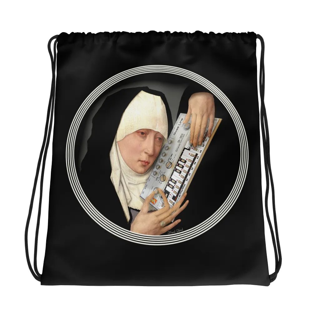 Mater Dolorosa meets tb-3-0-3 by Frank Fonik EDM Techno Drawstring Bag product image (2)
