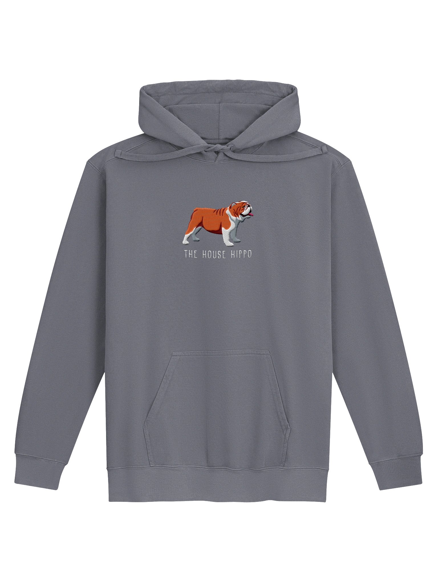 The House Hippo Premium Hoodie (Embroidered) of an English Bulldog(Red & White) product image (13)