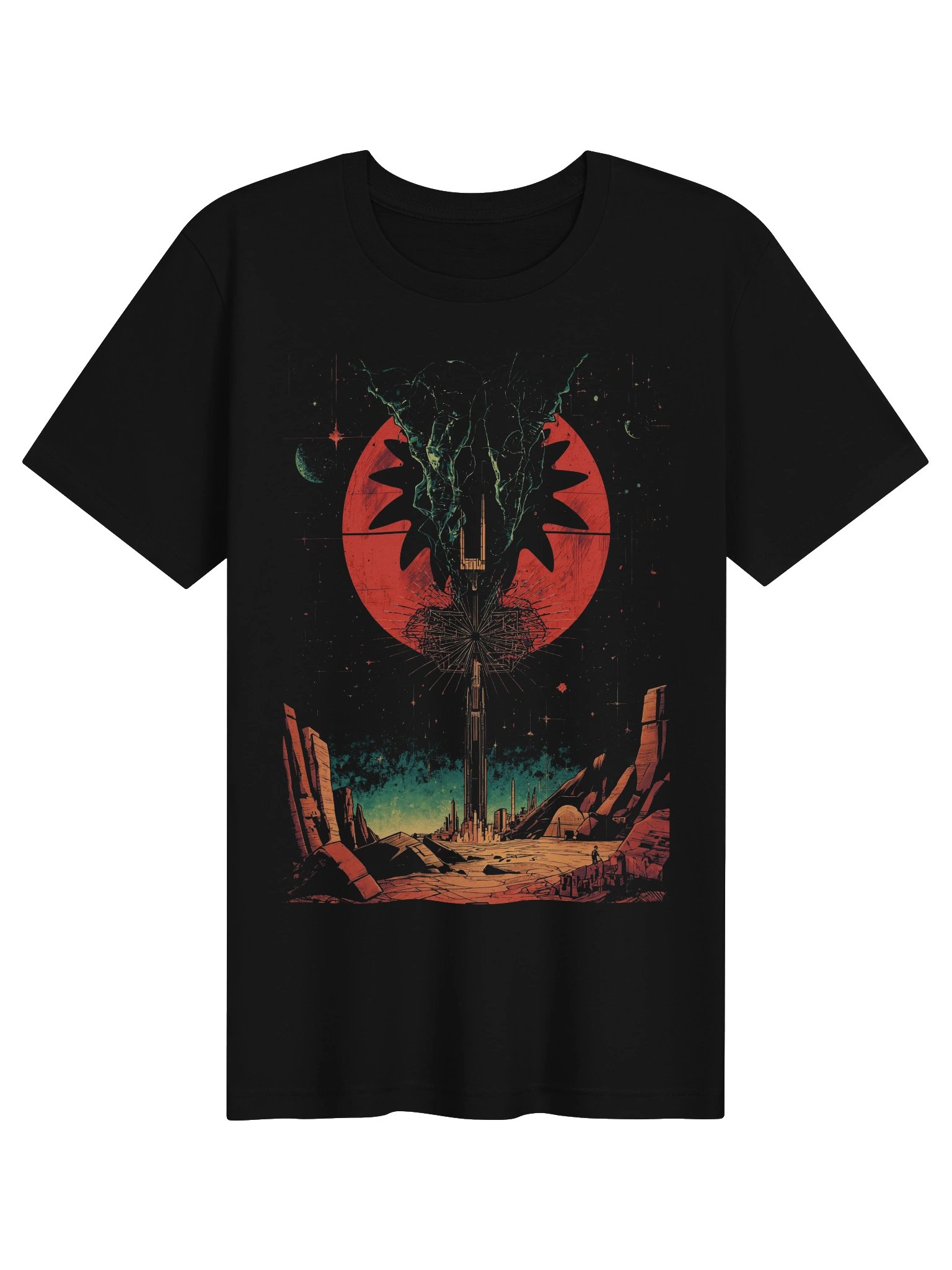 Retro-Futurist Eclipse Tower Lightweight T-Shirt product image (1)