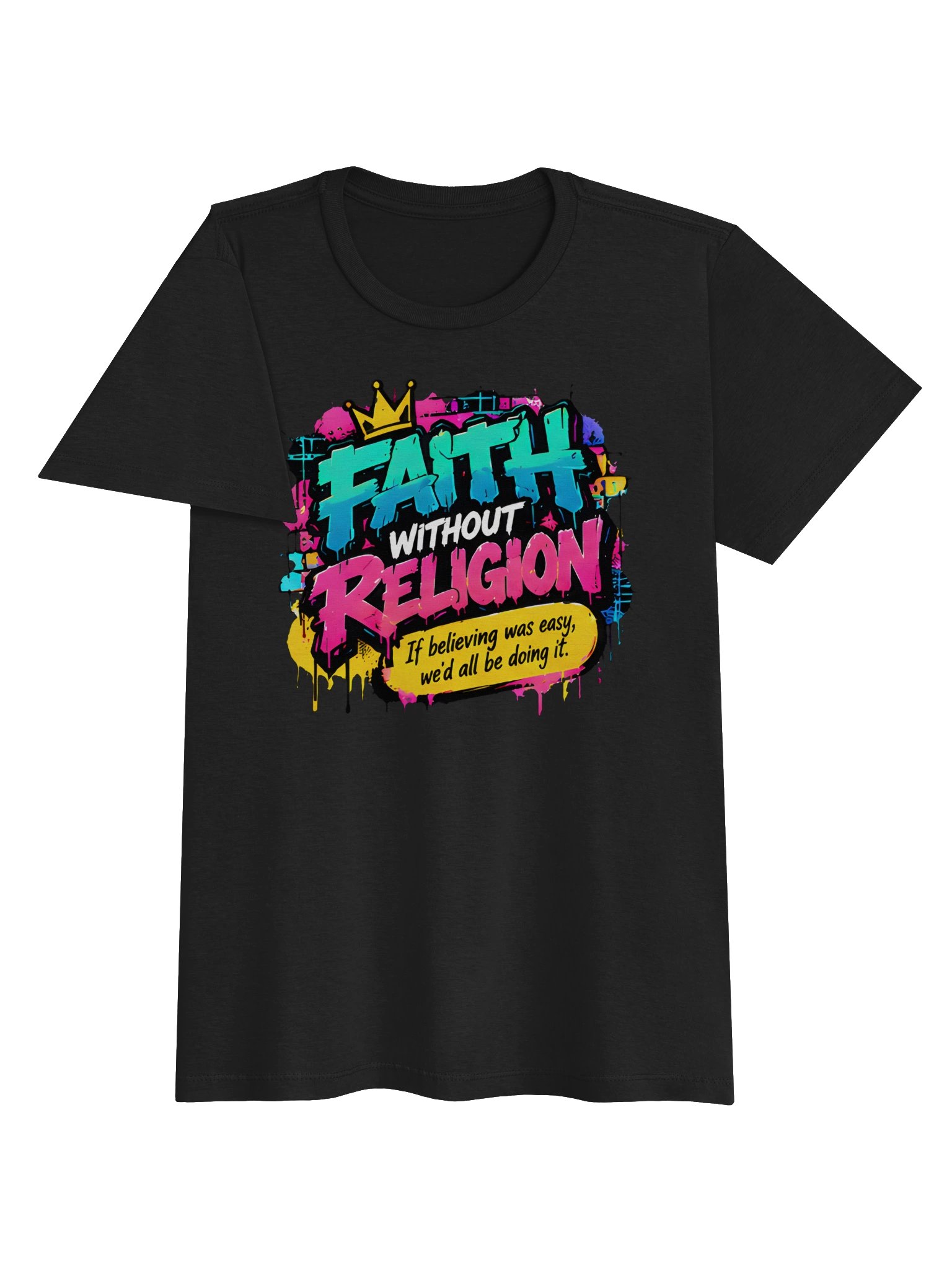 Women's Retro Graffiti Crown Faith Tee product image (3)