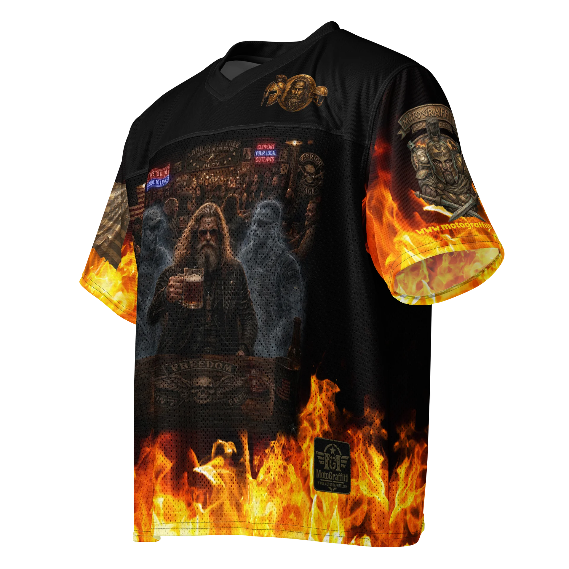 MötoGraffitti Warrior Freedom Aint Free Football Jersey product image (3)