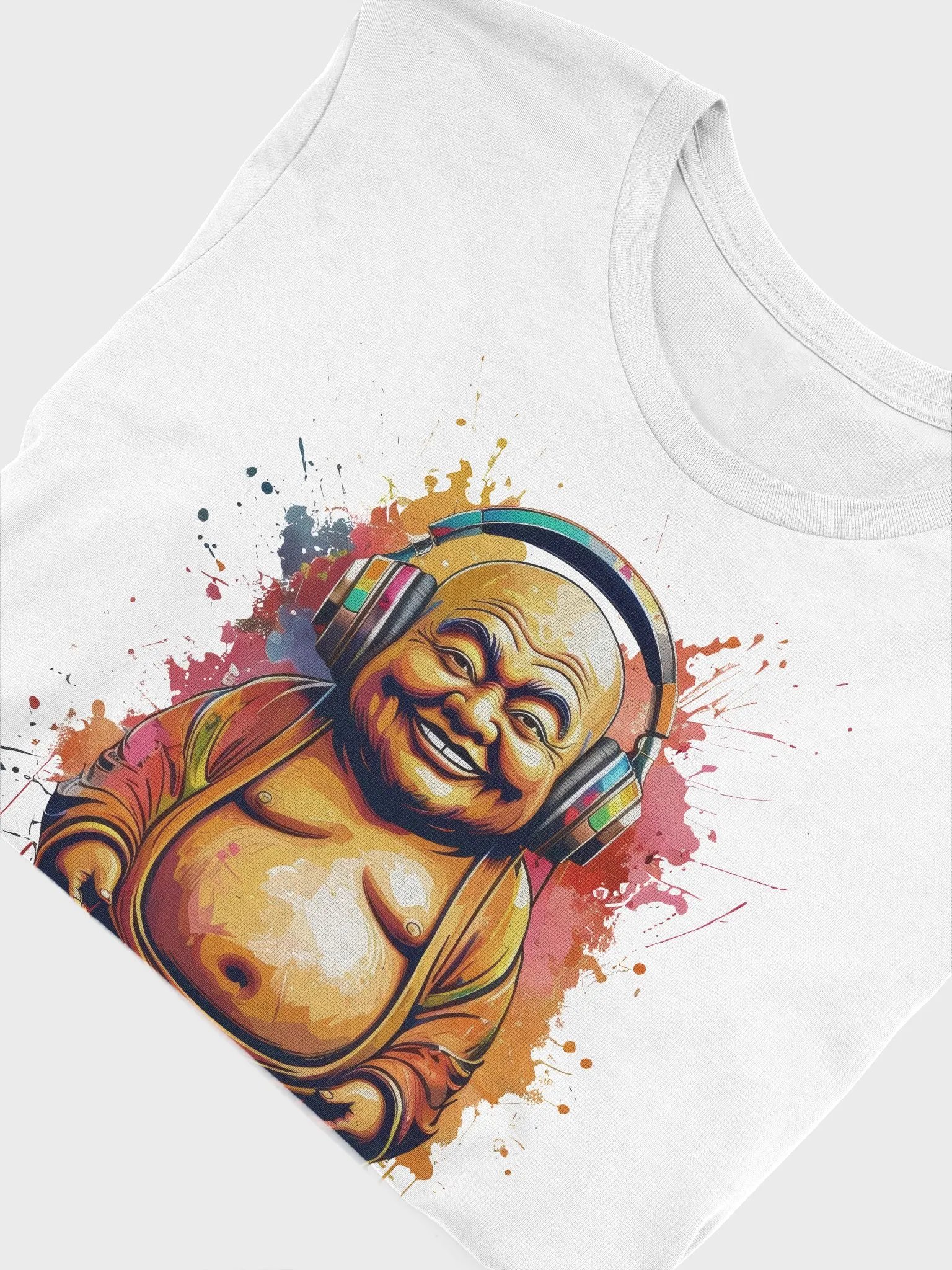 Happy Buddha in Headphones T-shirt product image (6)