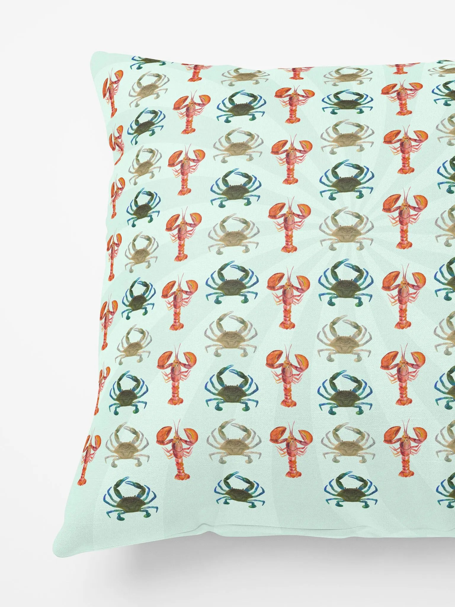 Copy of Crab and Lobster Pale Mint Green Pillow product image (4)