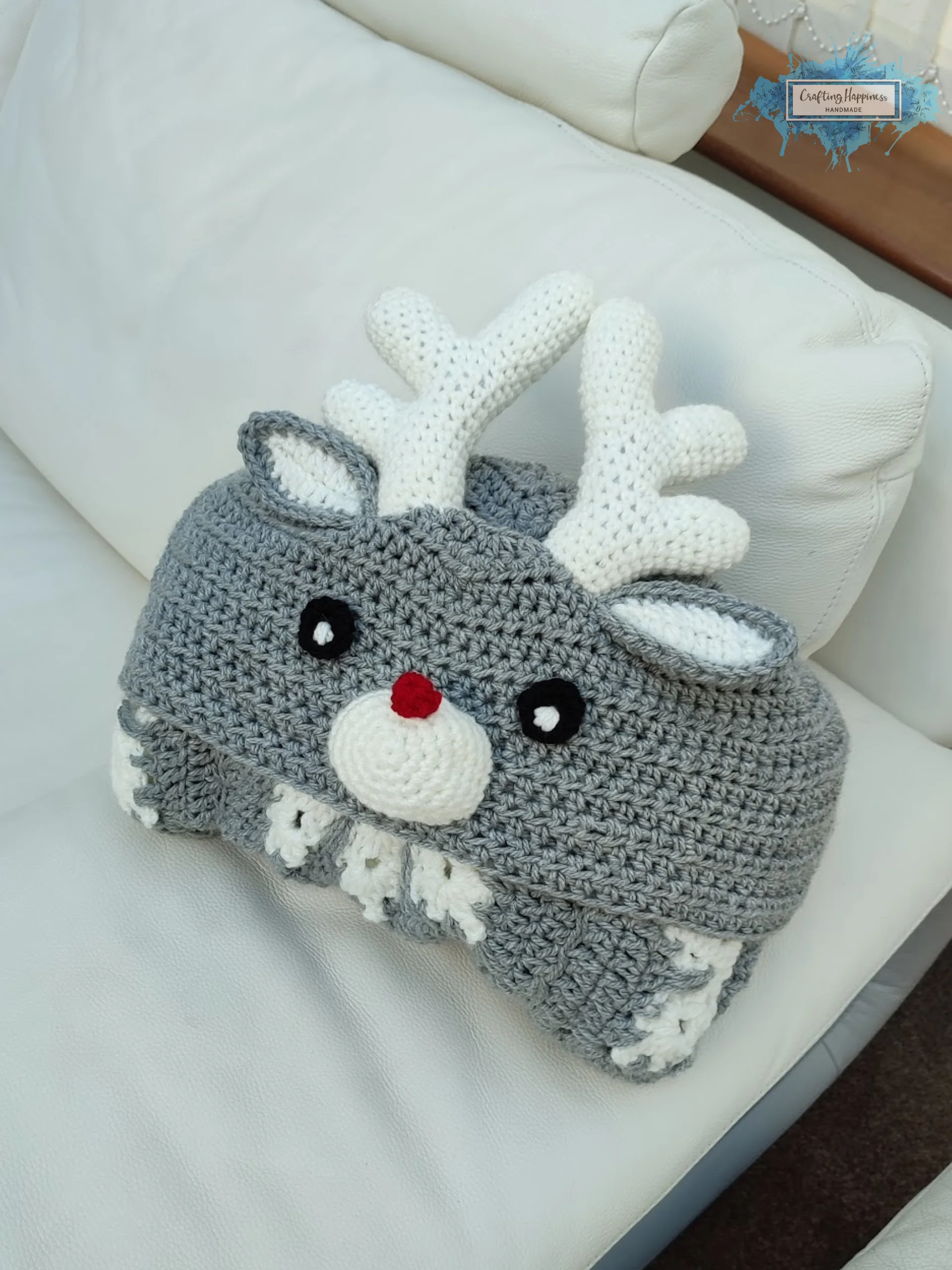 Reindeer Hooded Blanket Crochet Pattern | Christmas Afghan (PDF Pattern) product image (2)