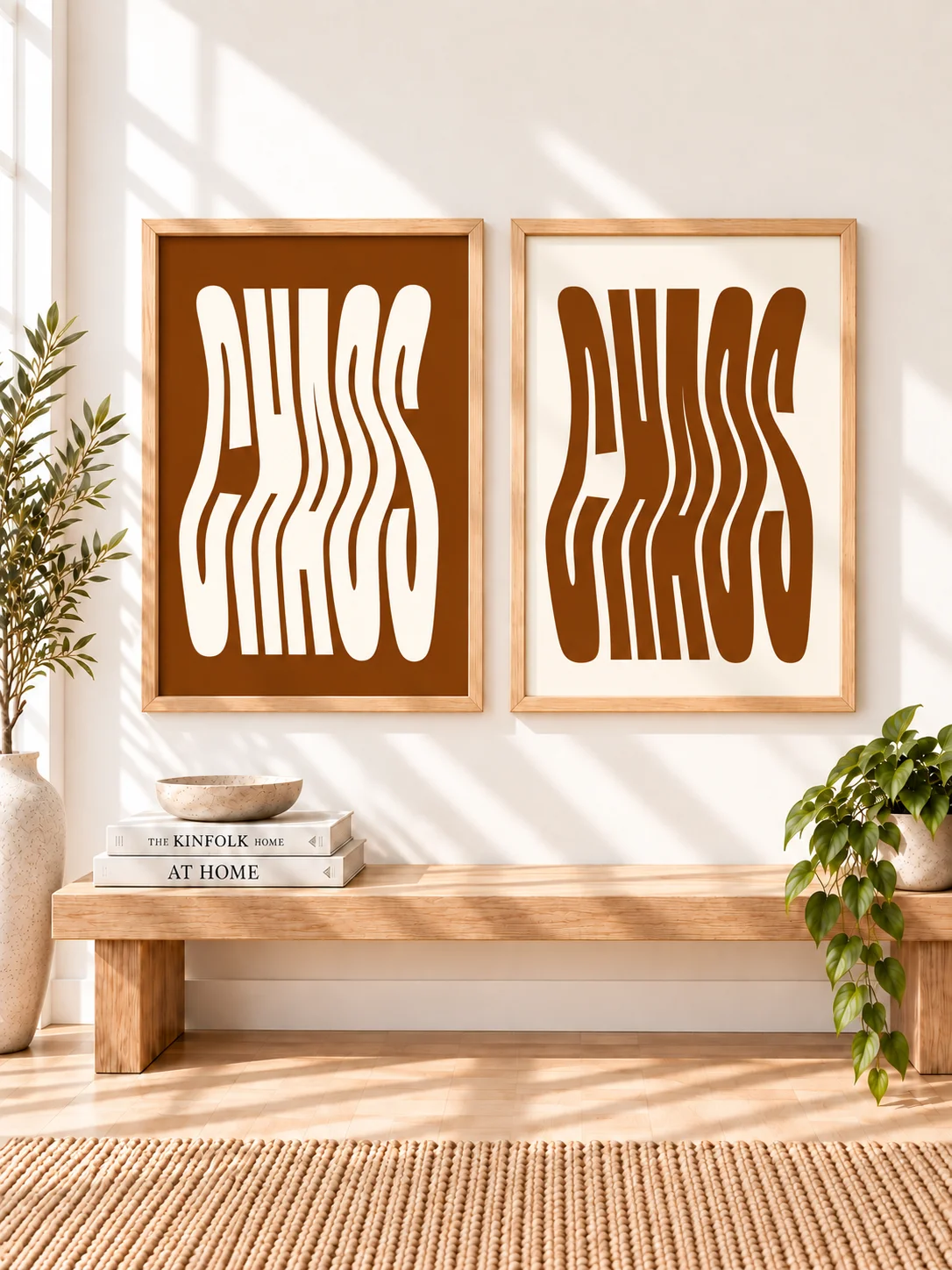 CHAOS Typography Poster Wavy Retro Printable Wall Art Brown Cream Y2K Dorm Decor Funky Graphic Digital Download product image (1)