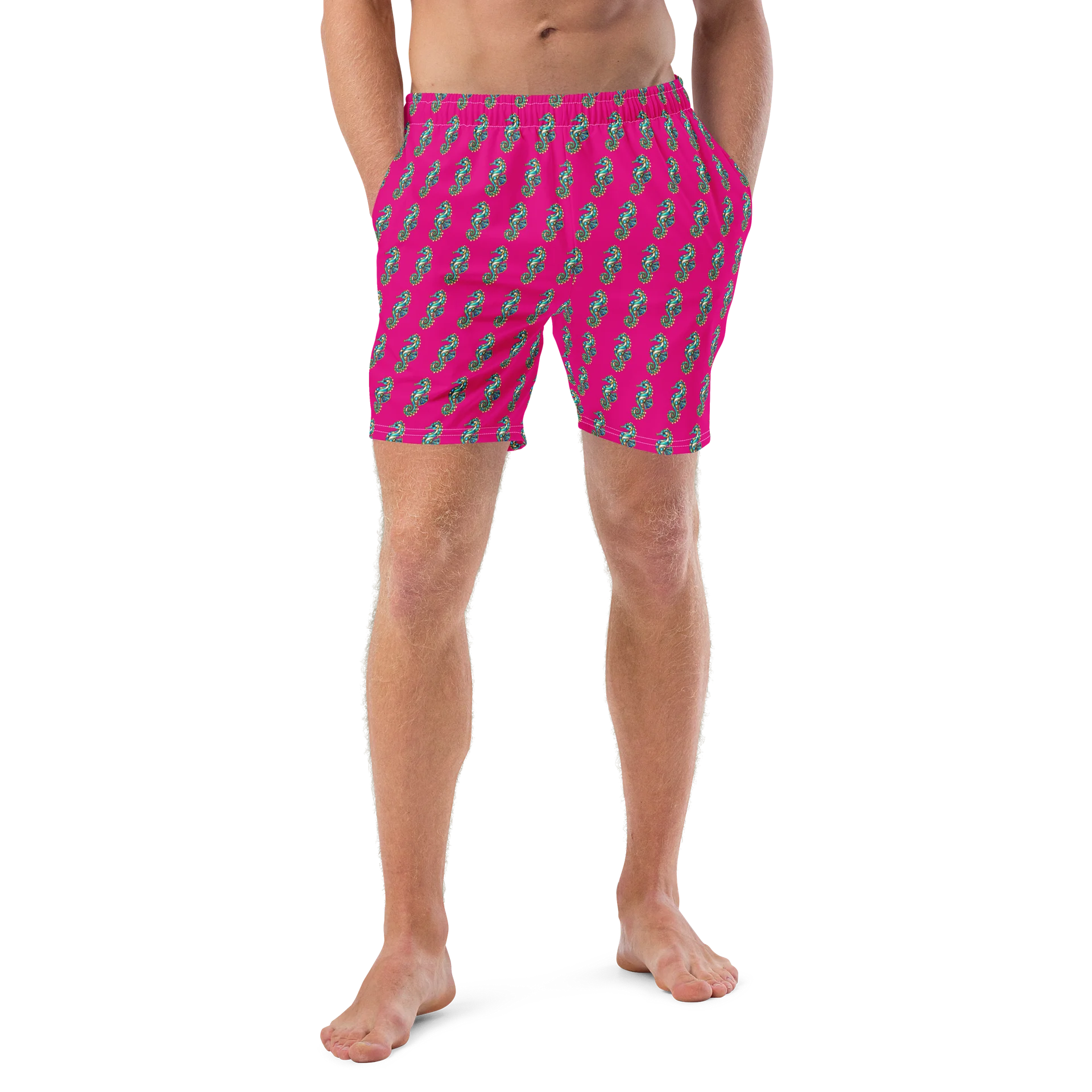 Hot Pink Seahorse Pattern Swim Trunks product image (4)