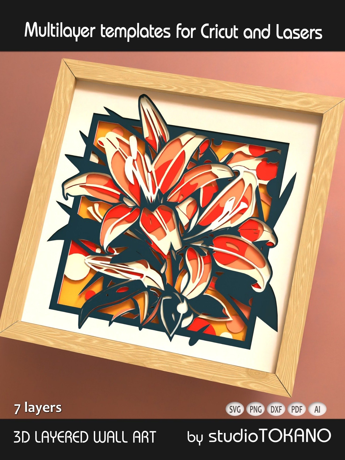Tiger Lily Shadow box SVG product image (8)