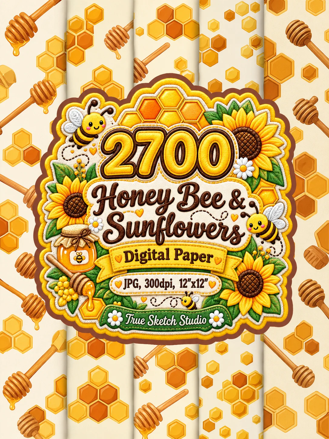 2700 Honey Bee Sunflower Digital Paper Bundle product image (6)