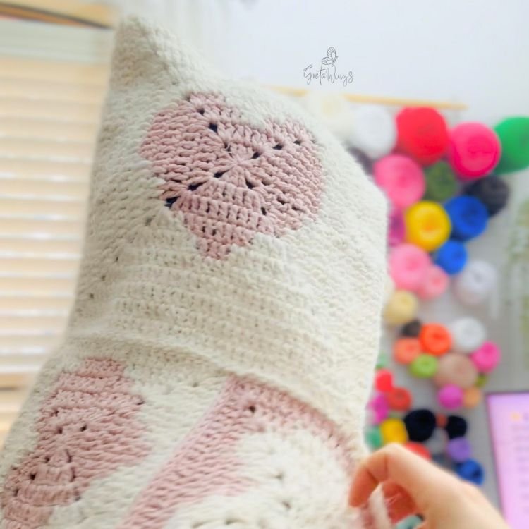 Heart Texture Hooded Scarf – Crochet Pattern (Chart + Video Tutorial) product image (4)