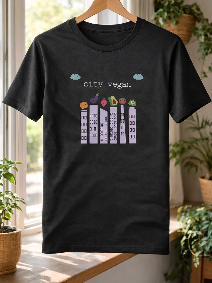 “City Vegan” Unisex Black T-Shirt product image (1)