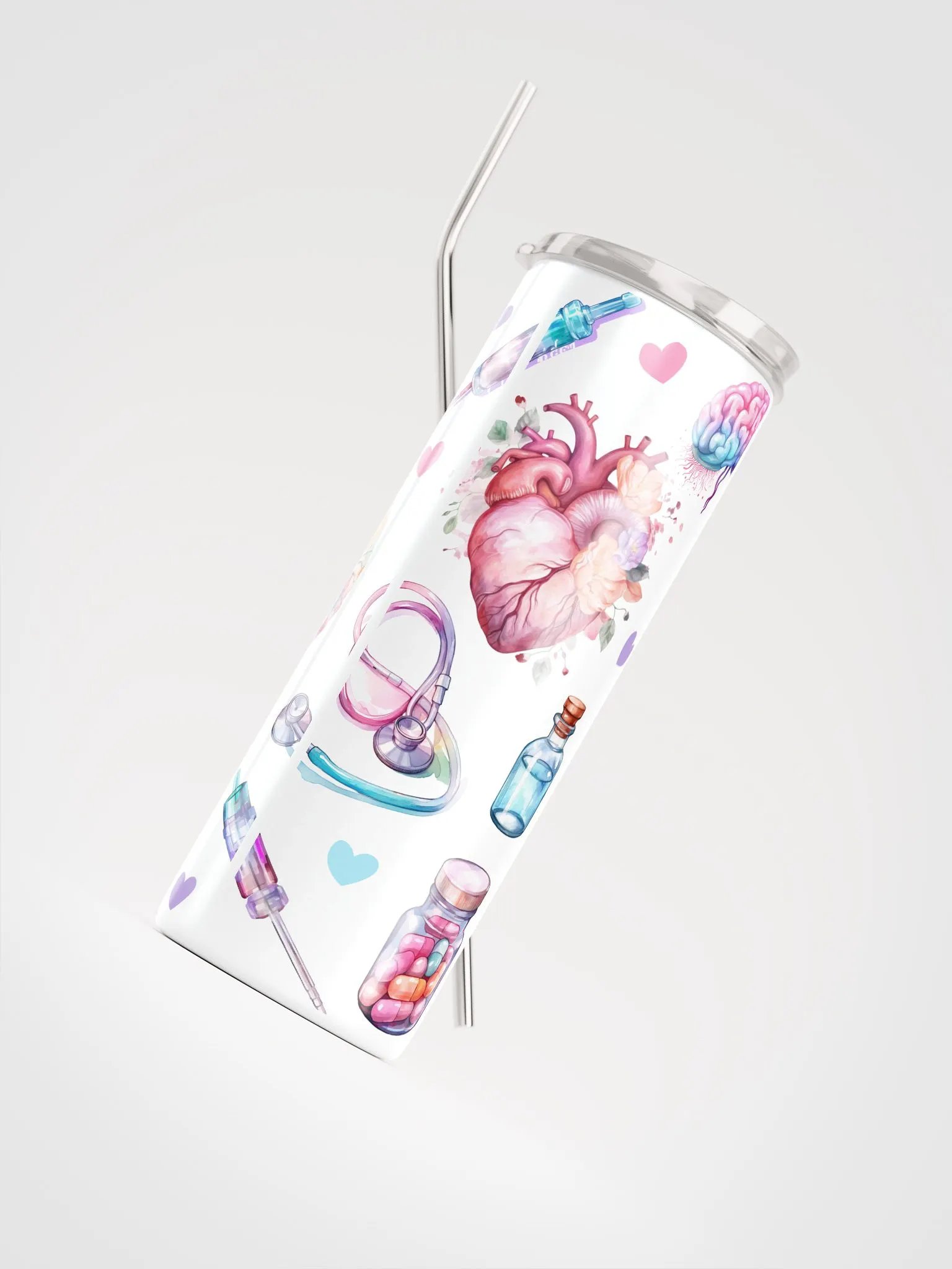 Whimsical Nurse Watercolor Stainless Steel Tumbler product image (5)
