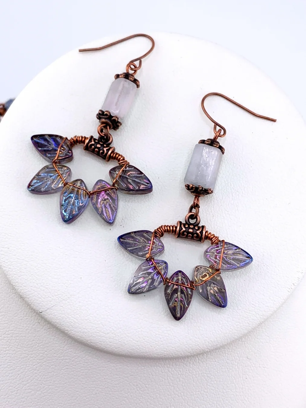 Aquamarine Copper Leaves Necklace and Earrings Set product image (5)