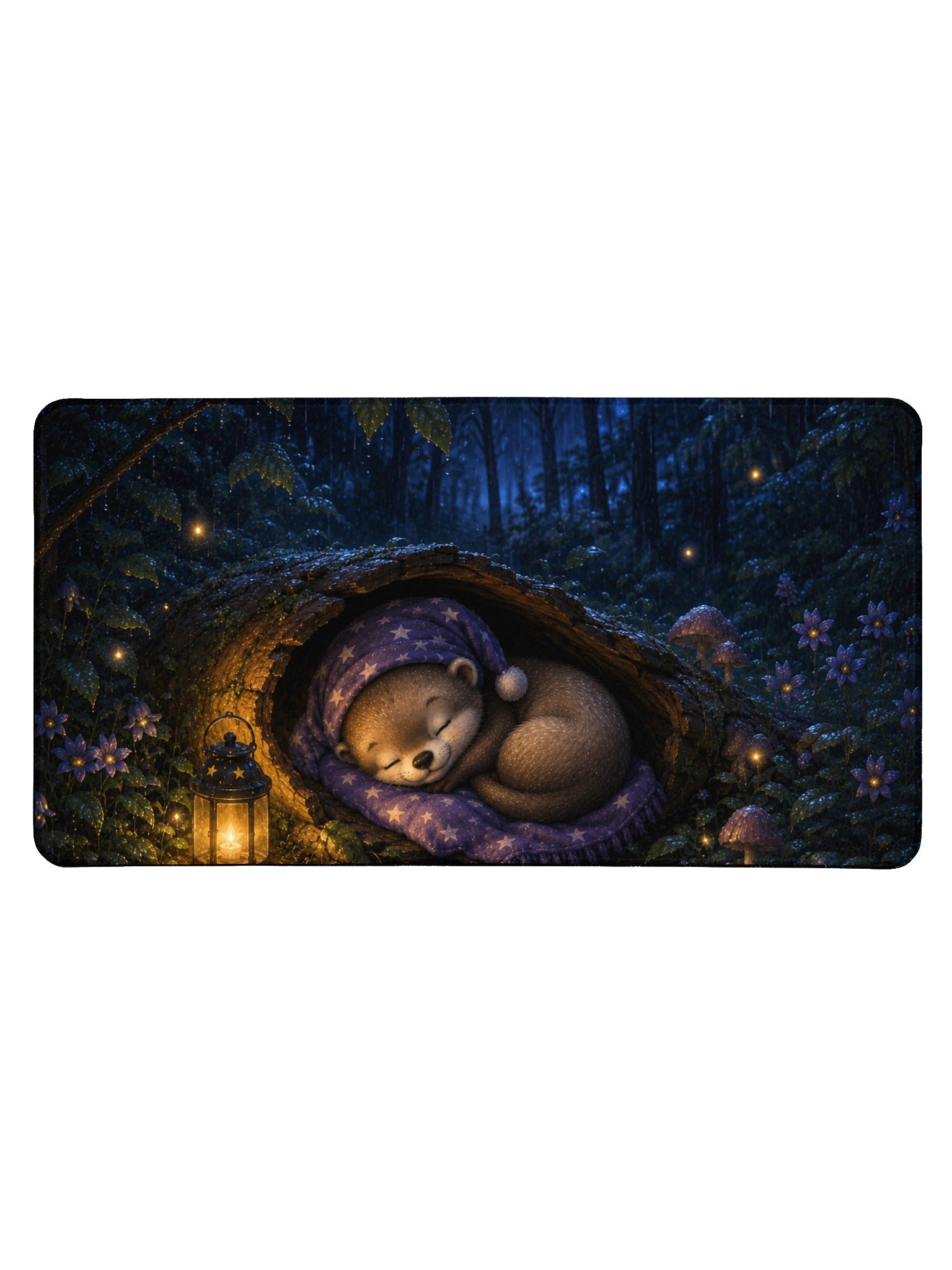 Moonlit Dreams Rainy Night Dreams Desk Mat | BabyEbonWorld product image (1)