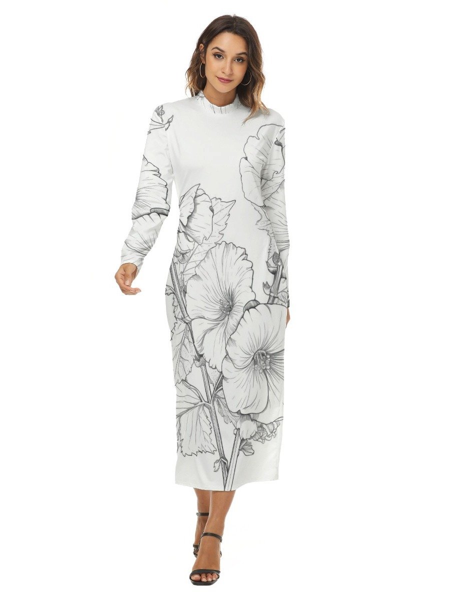 Elegant Monochrome Floral Print Maxi Dress product image (1)