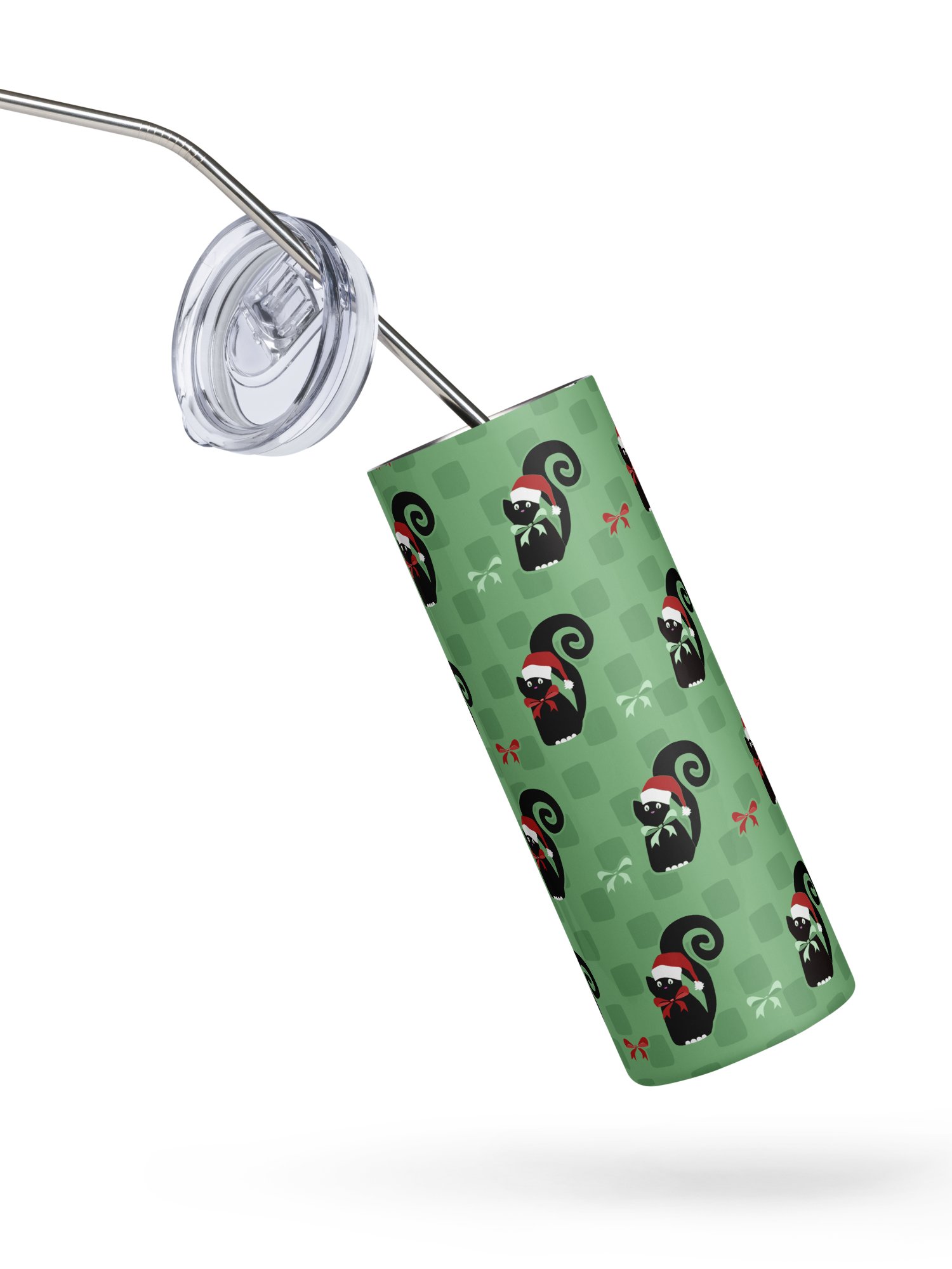 Christmas Kitties in a Row 20 oz Stainless Steel Tumbler – Green product image (2)