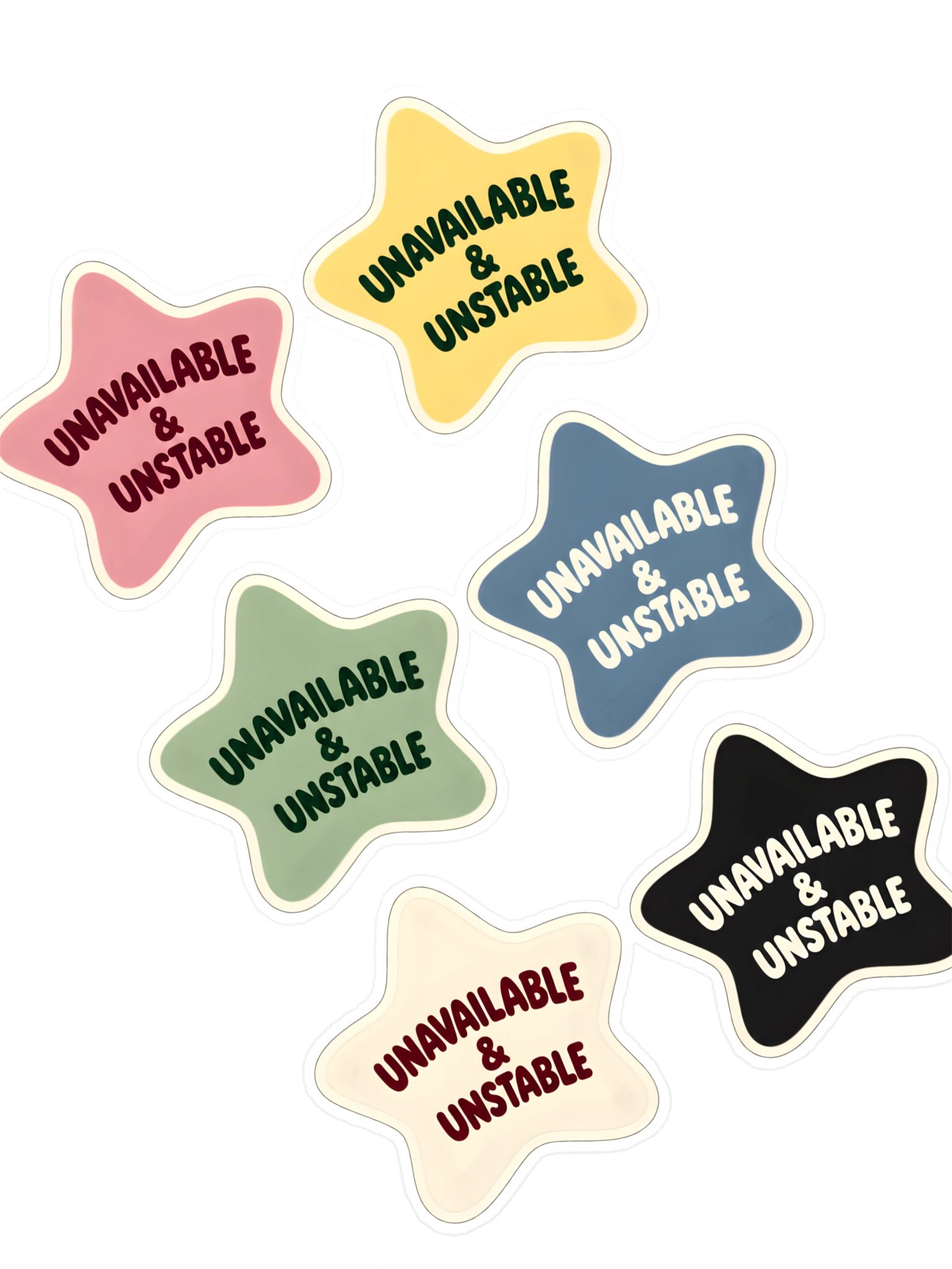 Unavailable & Unstable Star Sticker Pack (6 Stickers) product image (2)