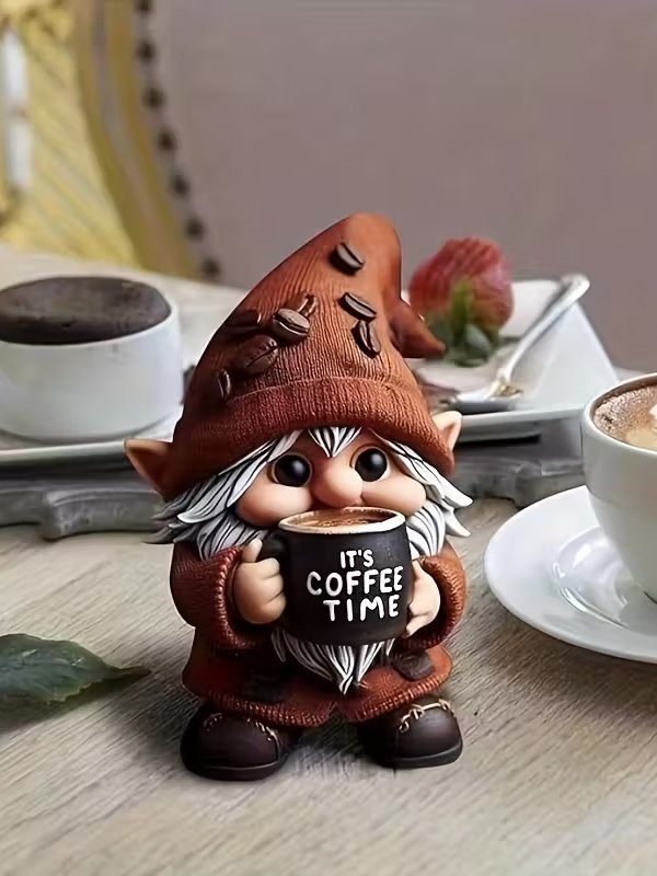It's Coffee Time Handmade Gnome Resin Figurine product image (1)