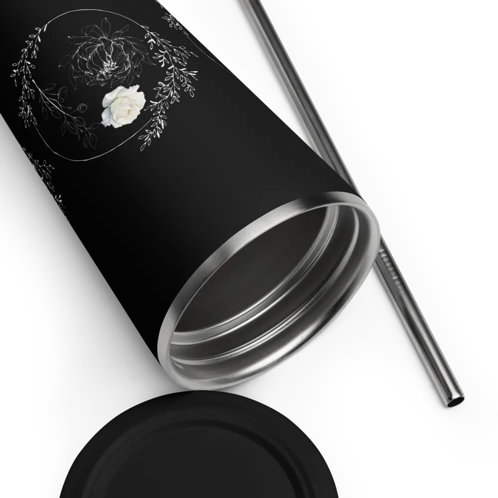 Floral White Line Tumbler with Straw product image (12)