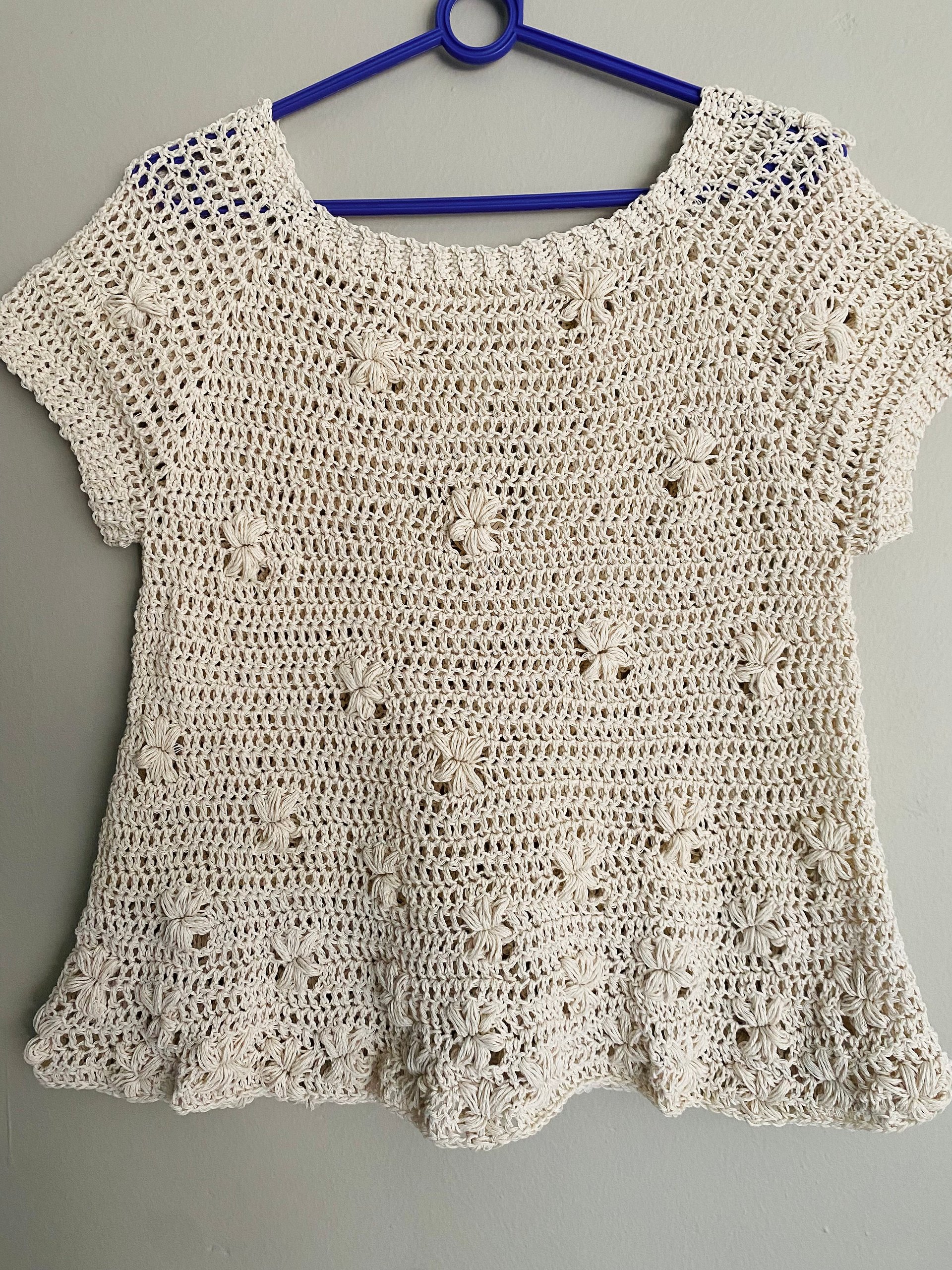 Crochet Raglan Flower Puff Sweater CHART ONLY product image (4)
