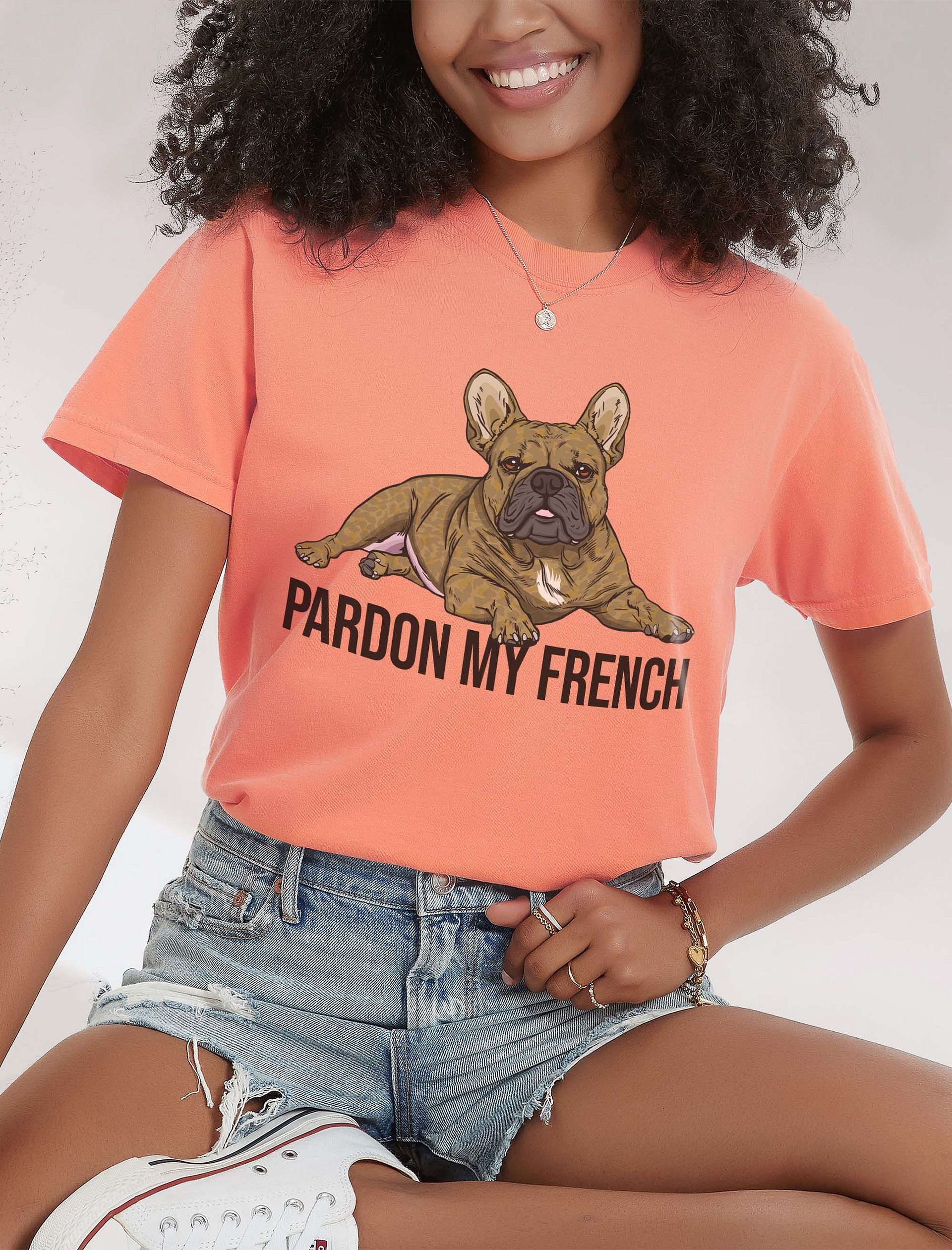 Pardon My French T-Shirt of a French Bulldog(Brindle) | Funny T-Shirt for Frenchie Owners product image (2)