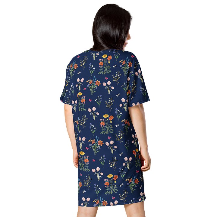 Stylish T-Shirt Dress with Enchanted Garden Tulip Flowers product image (2)