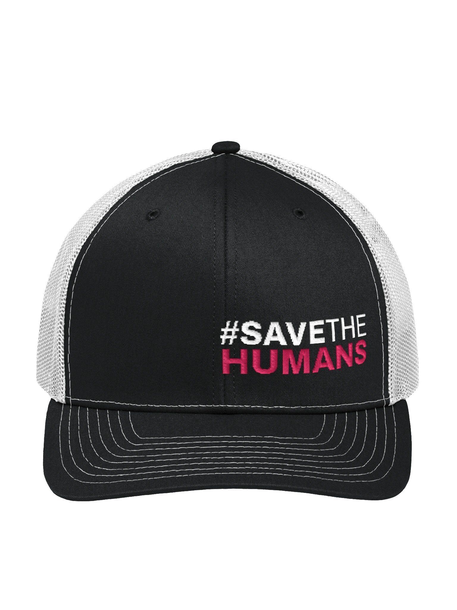 Save the Humans Trucker Cap — Black & White product image (1)