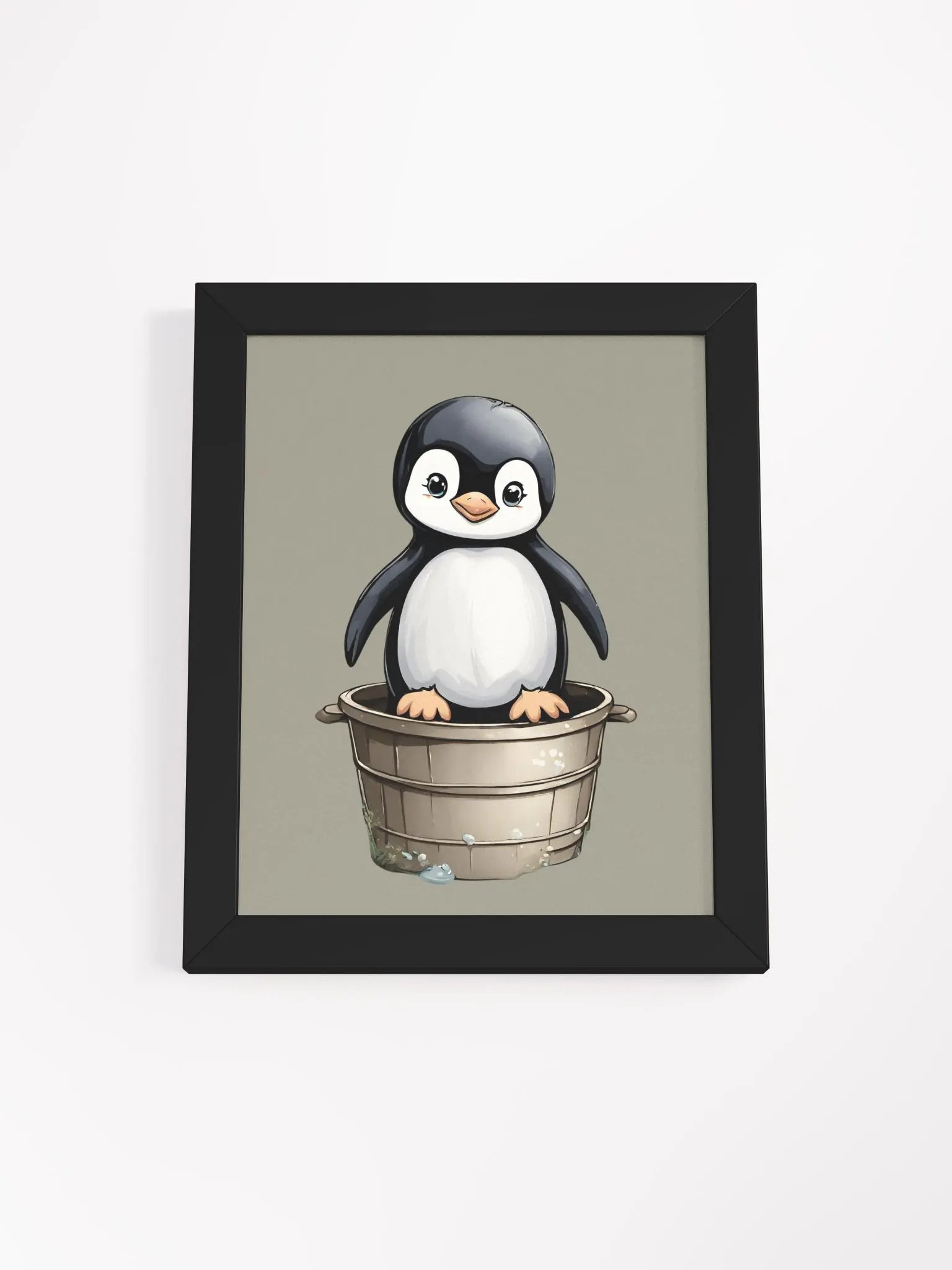 Cheerful Penguin Bucket Framed Poster product image (3)