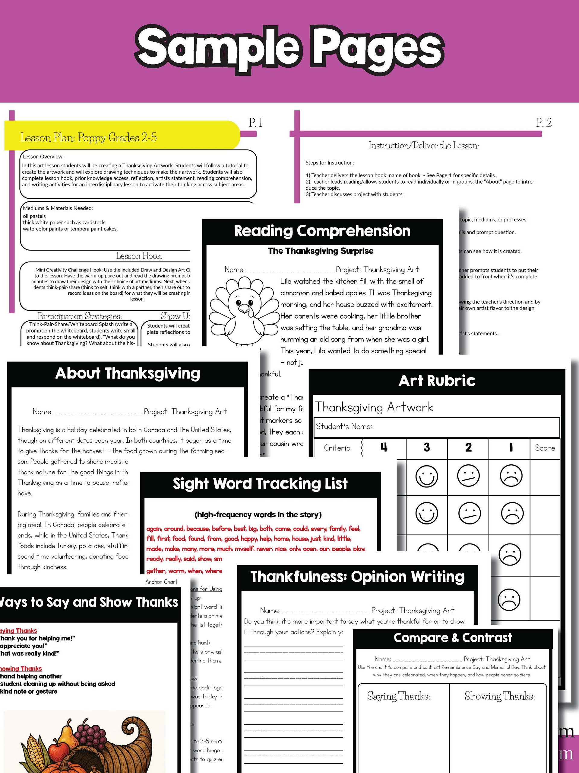 Thanksgiving Art Project Horn of Plenty Art Lesson Thanksgiving Art Activity product image (8)
