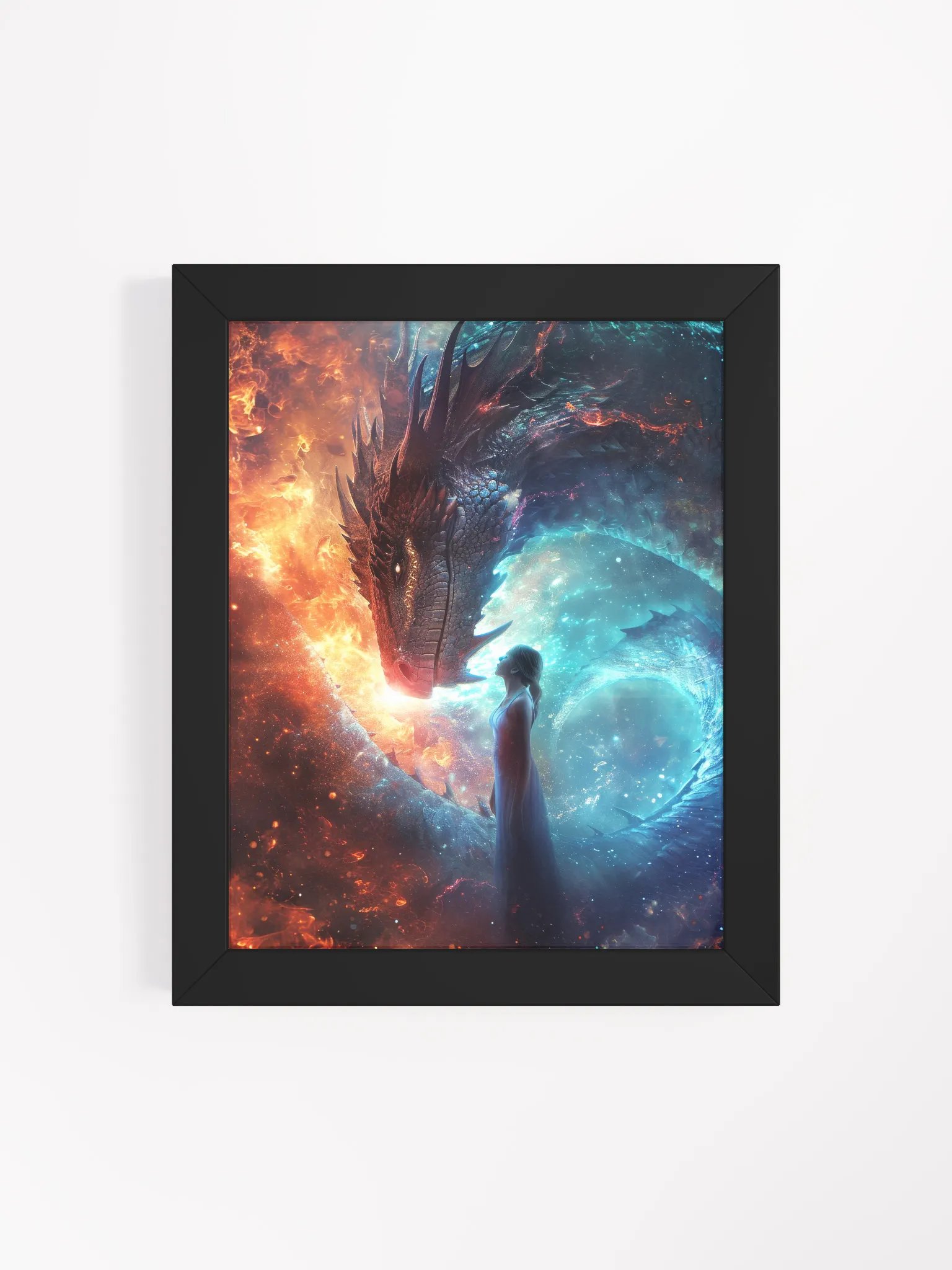 Girl connecting with her dragon 02 - Framed High Quality Matte Poster product image (22)