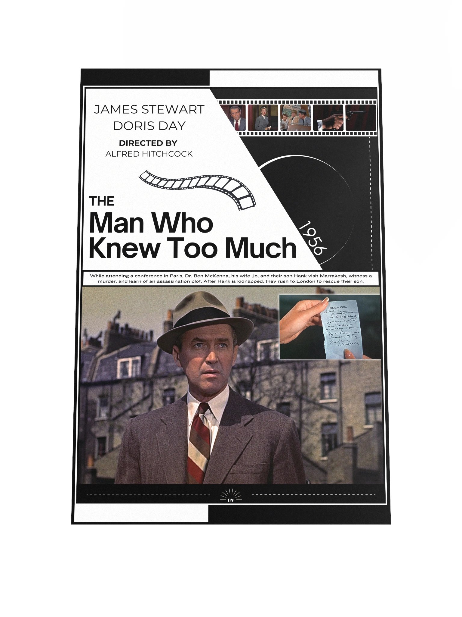 The Man Who Knew Too Much with James Stewart and Doris Day 1956 | Movie Poster | 12x18 Wall Art product image (1)