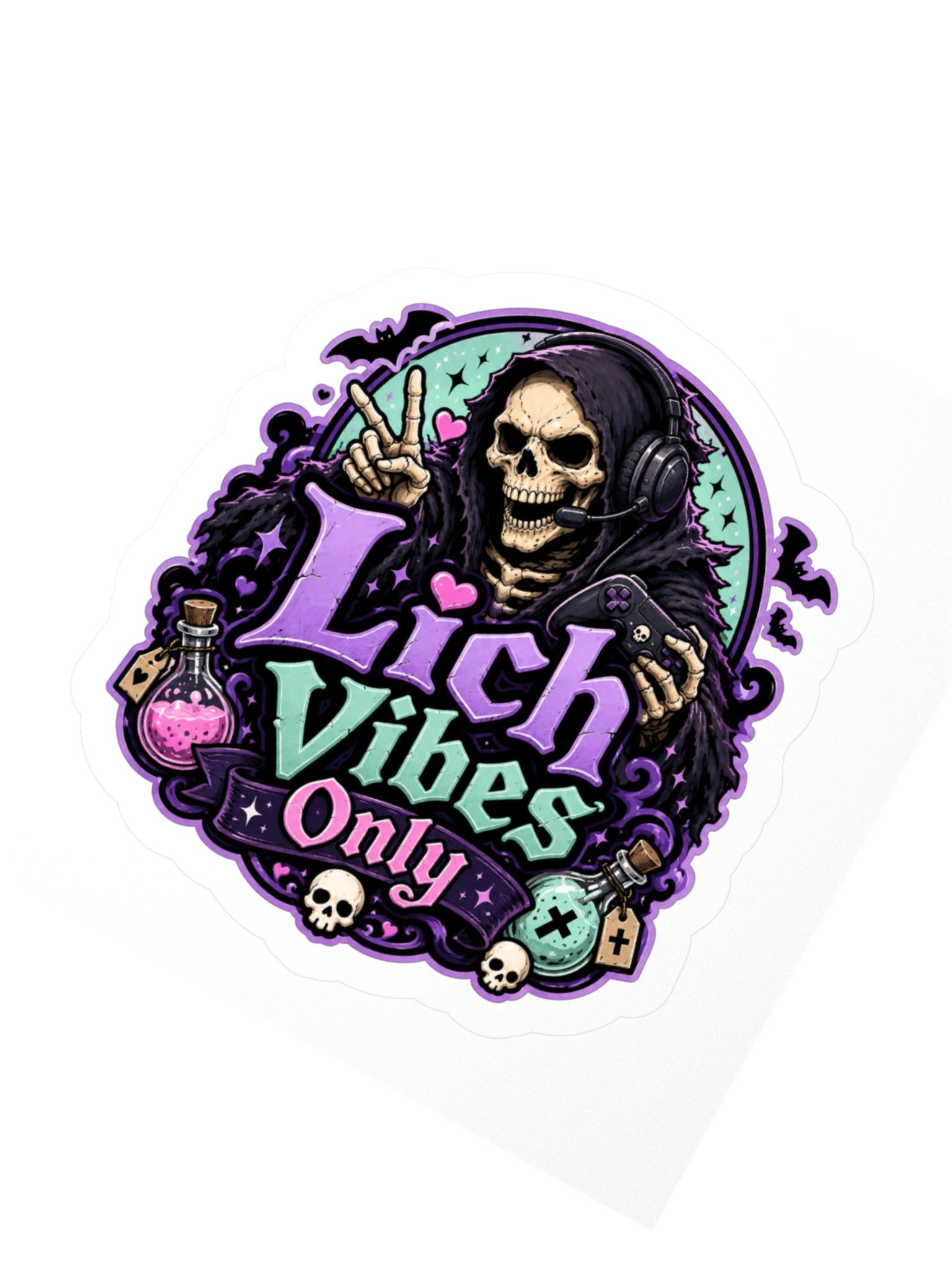 Lich Vibes Only Kiss-Cut Sticker product image (2)